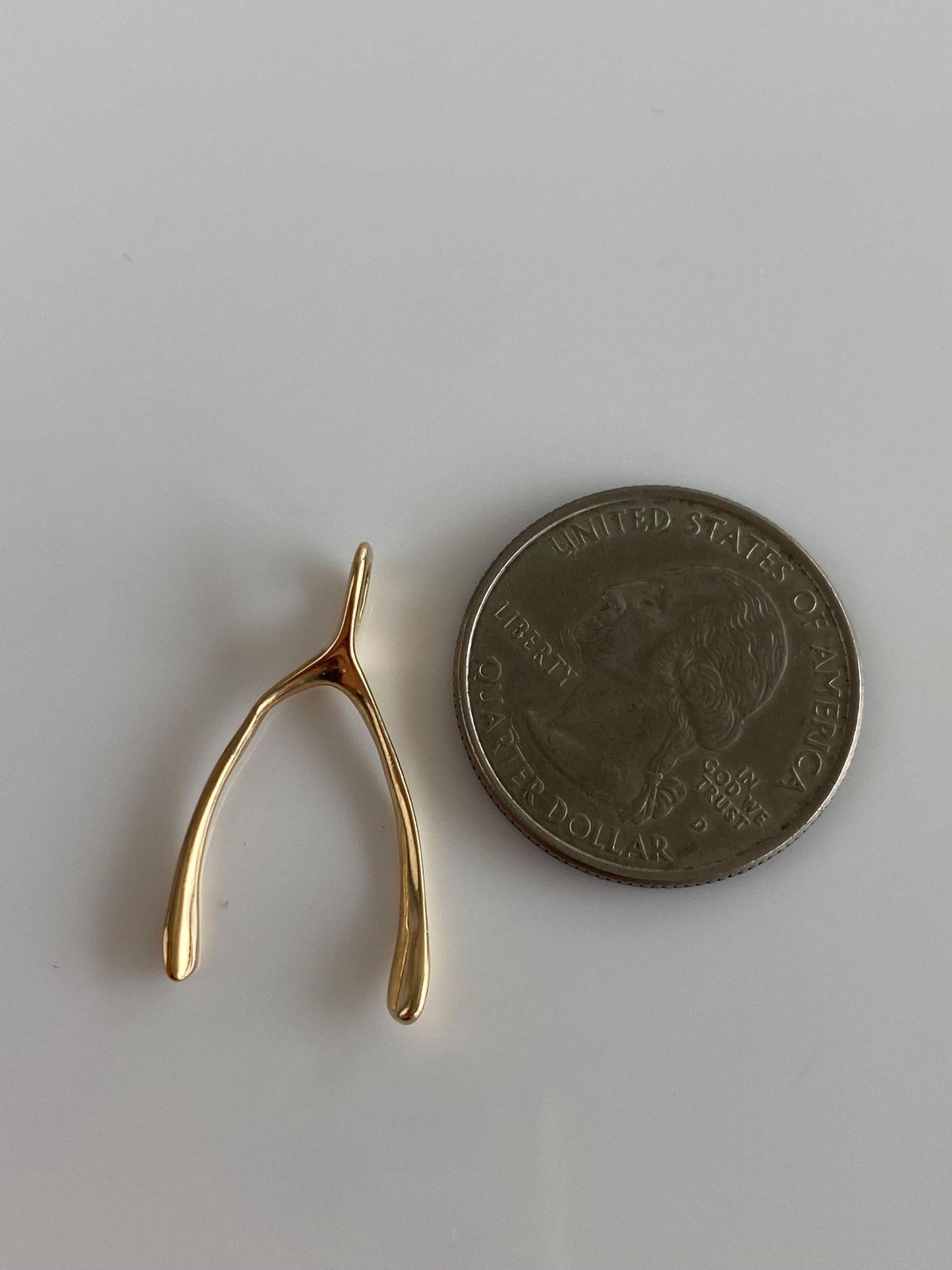 Vintage Solid 14k Yellow Gold Wishbone Charm