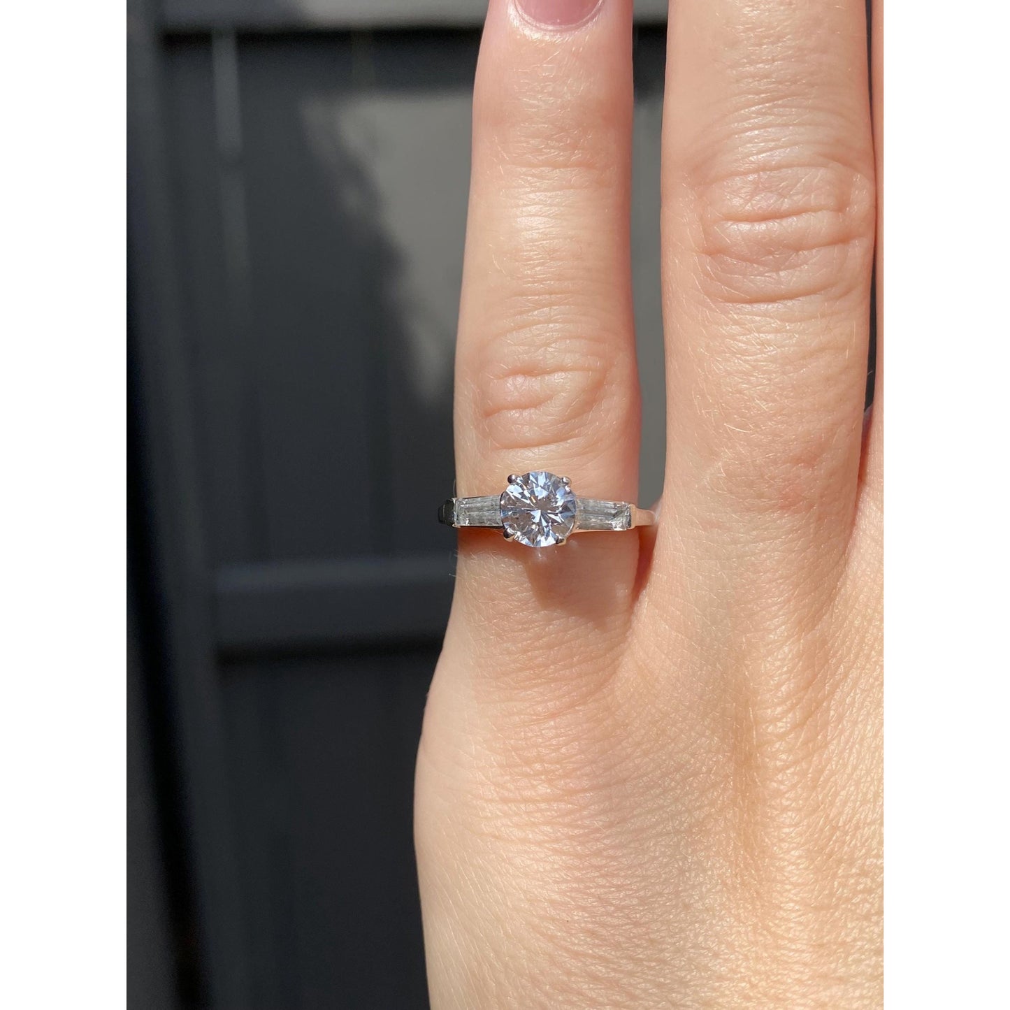 Solid 14k White Gold Clear Spinel Ring - Size 3.5