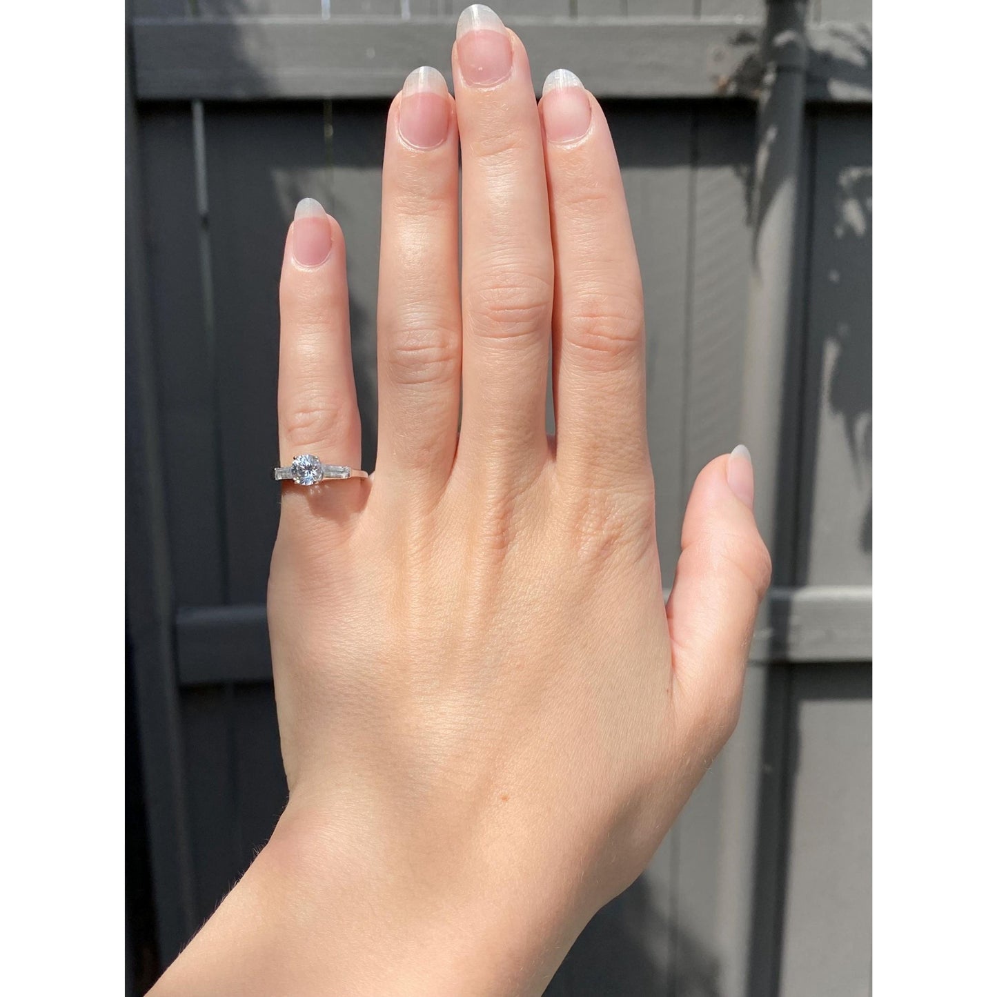 Solid 14k White Gold Clear Spinel Ring - Size 3.5