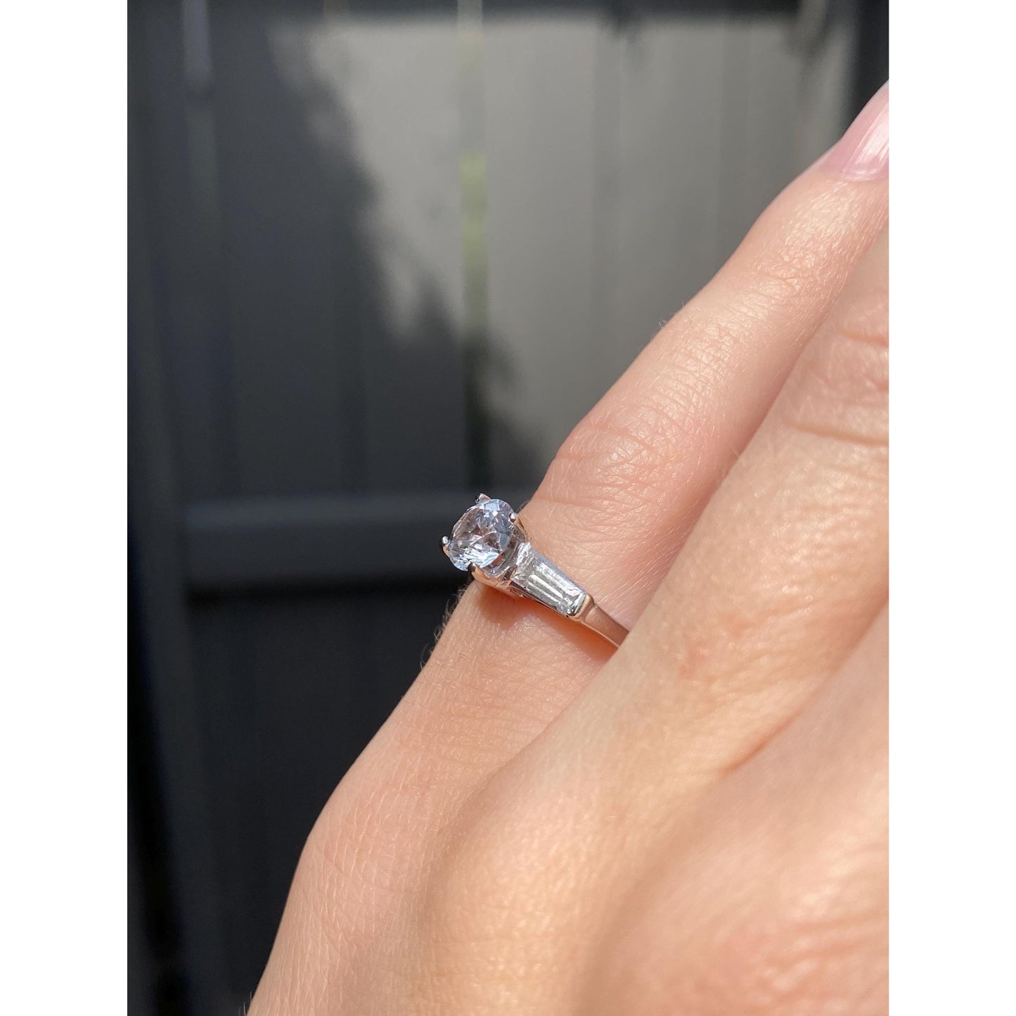 Solid 14k White Gold Clear Spinel Ring - Size 3.5