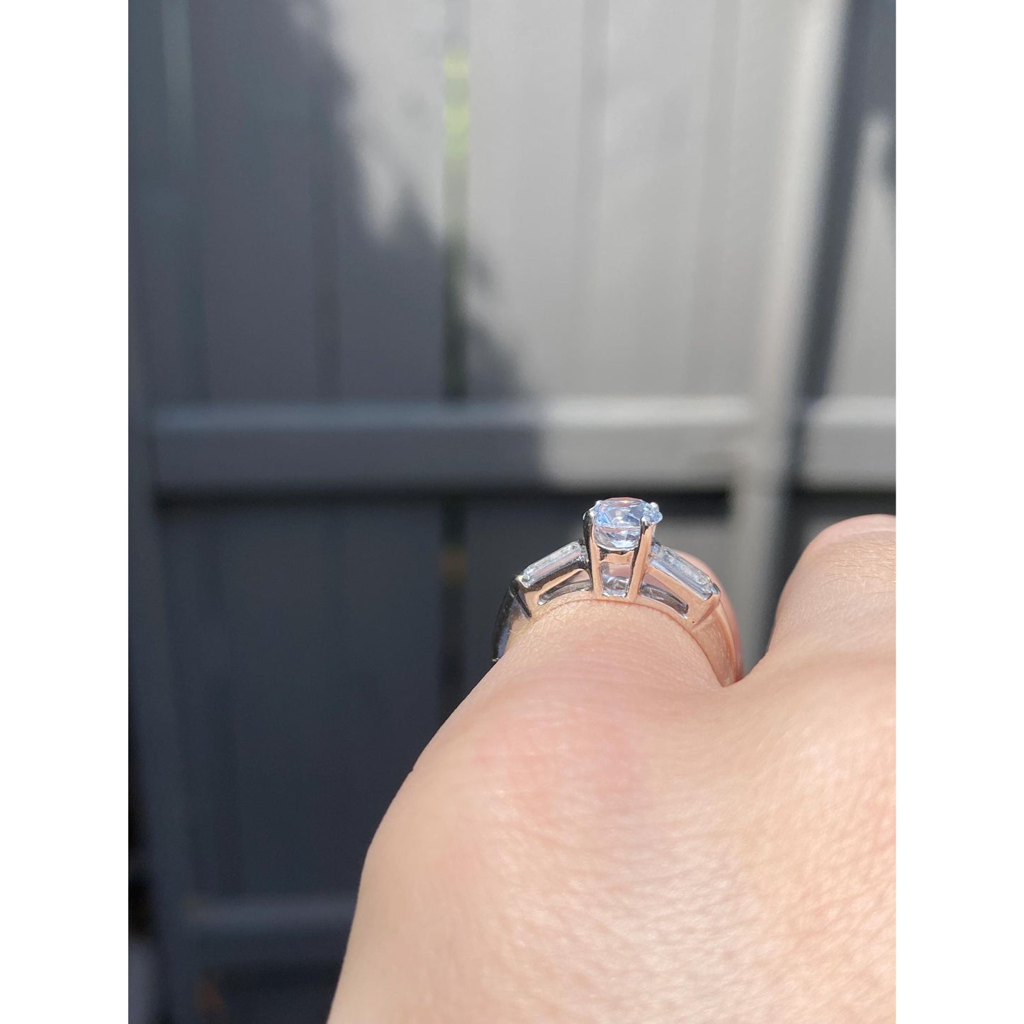 Solid 14k White Gold Clear Spinel Ring - Size 3.5