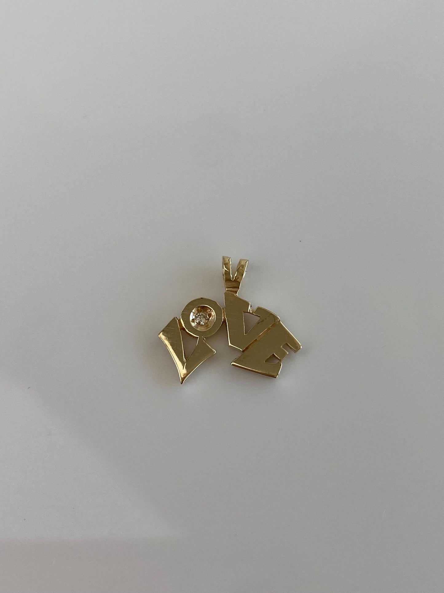 Vintage Solid 14k Yellow Gold Diamond Love Charm