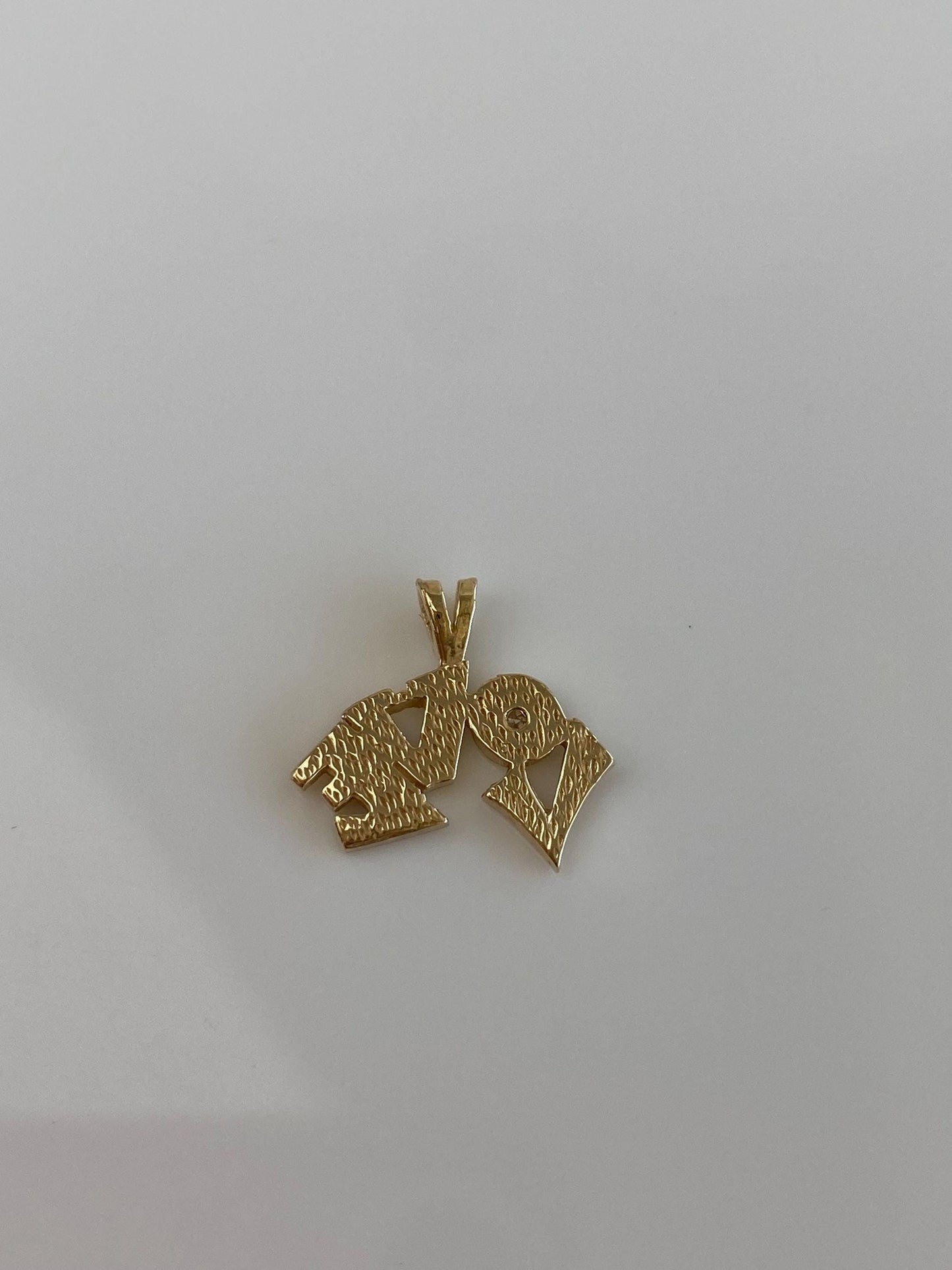 Vintage Solid 14k Yellow Gold Diamond Love Charm