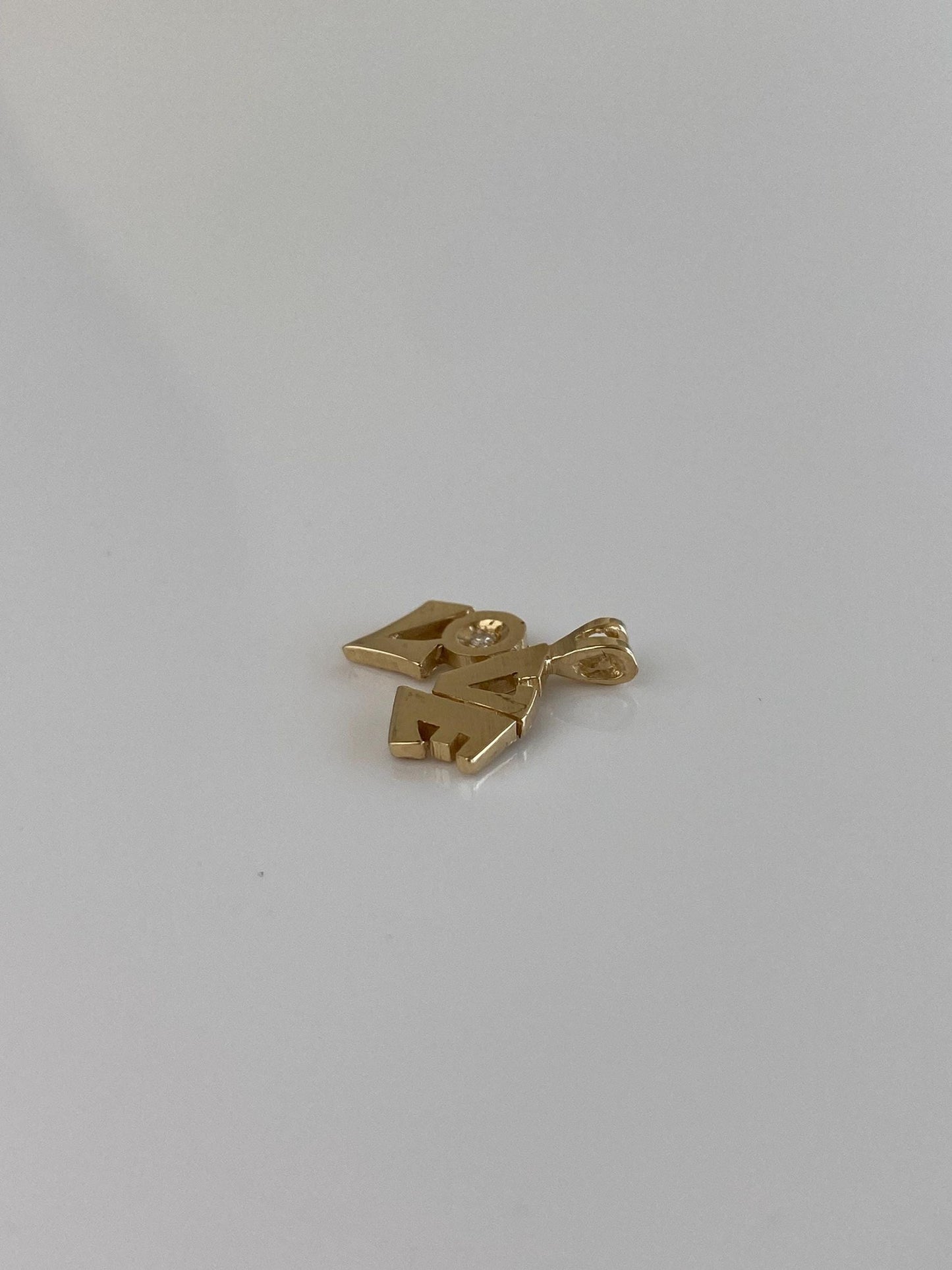 Vintage Solid 14k Yellow Gold Diamond Love Charm