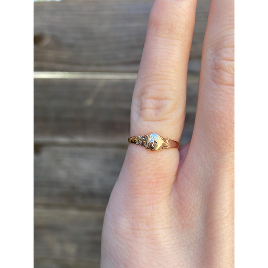 Vintage Solid 10k Rosey Gold Monogram Baby Signet Ring - Size 2.75