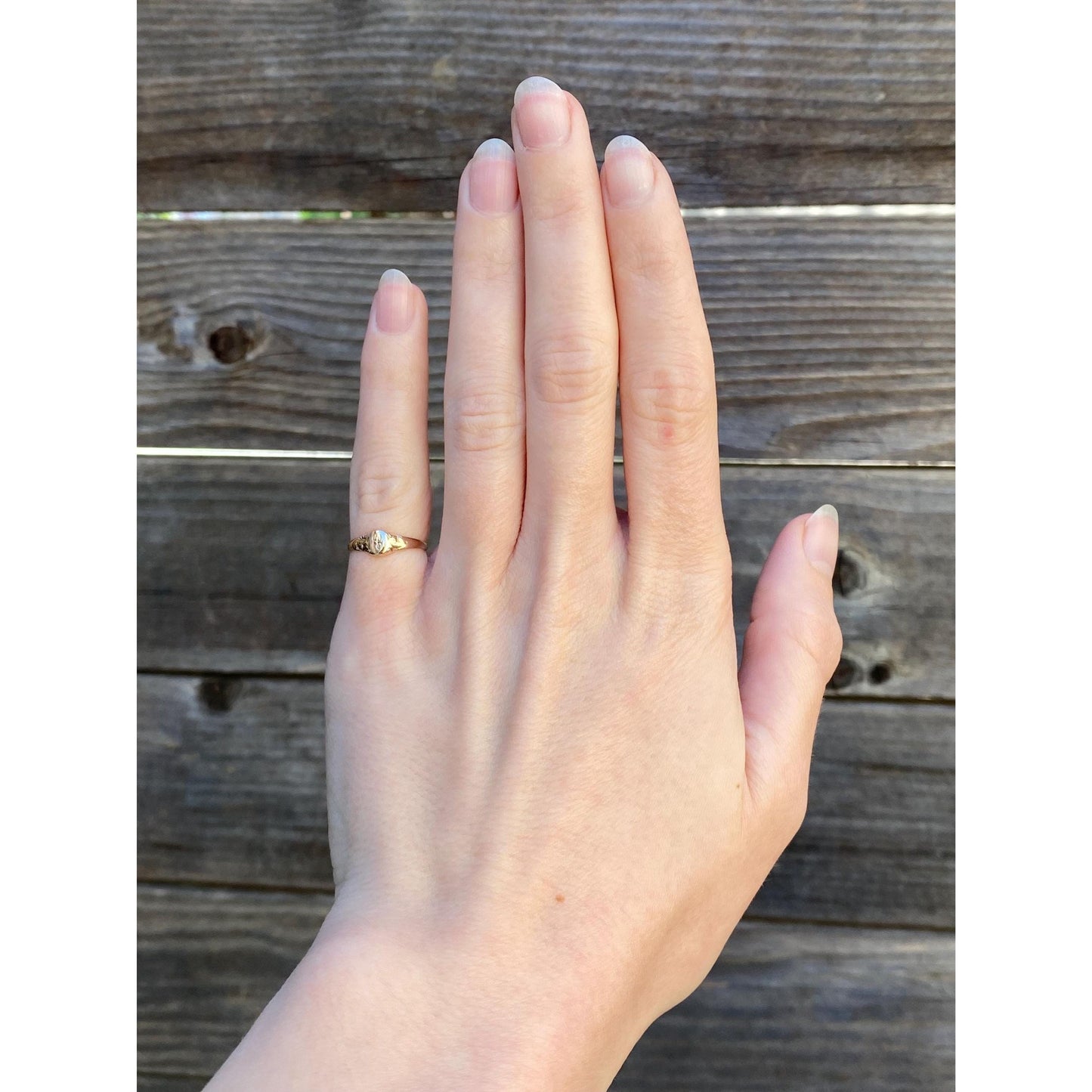 Vintage Solid 10k Rosey Gold Monogram Baby Signet Ring - Size 2.75