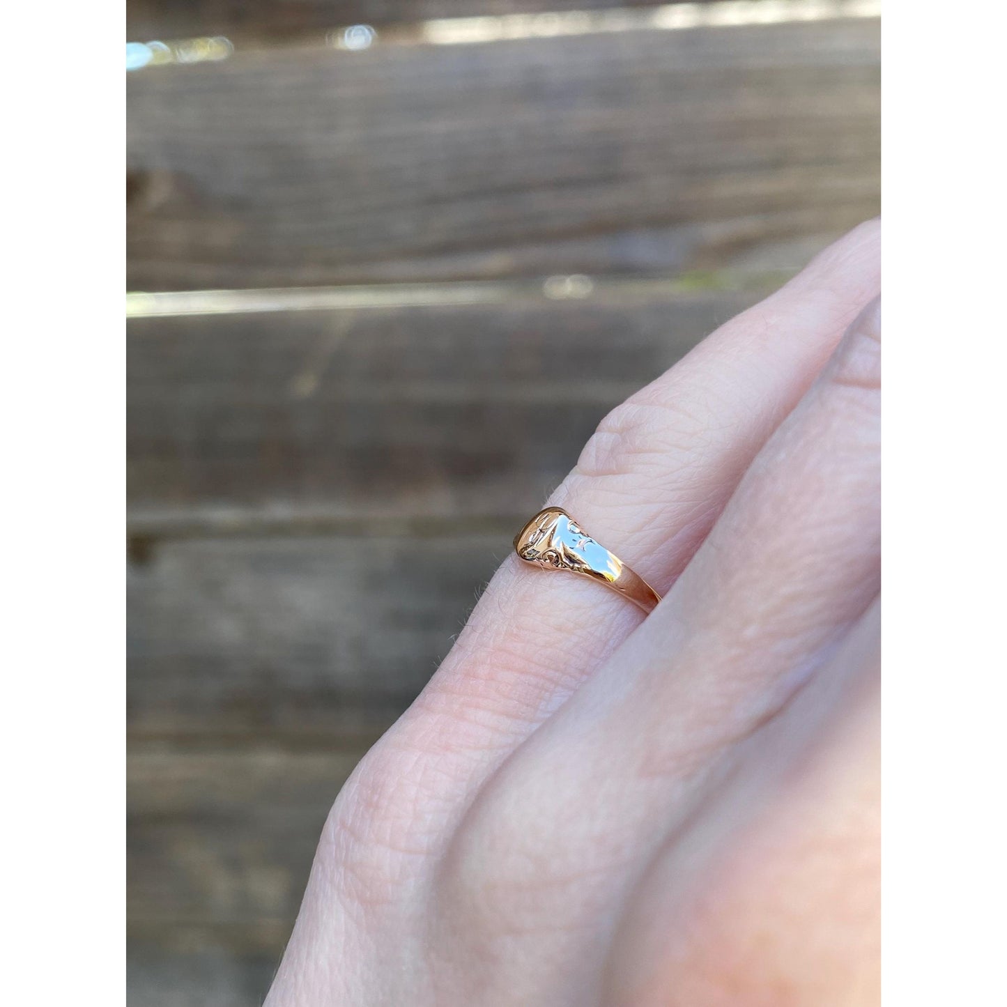 Vintage Solid 10k Rosey Gold Monogram Baby Signet Ring - Size 2.75