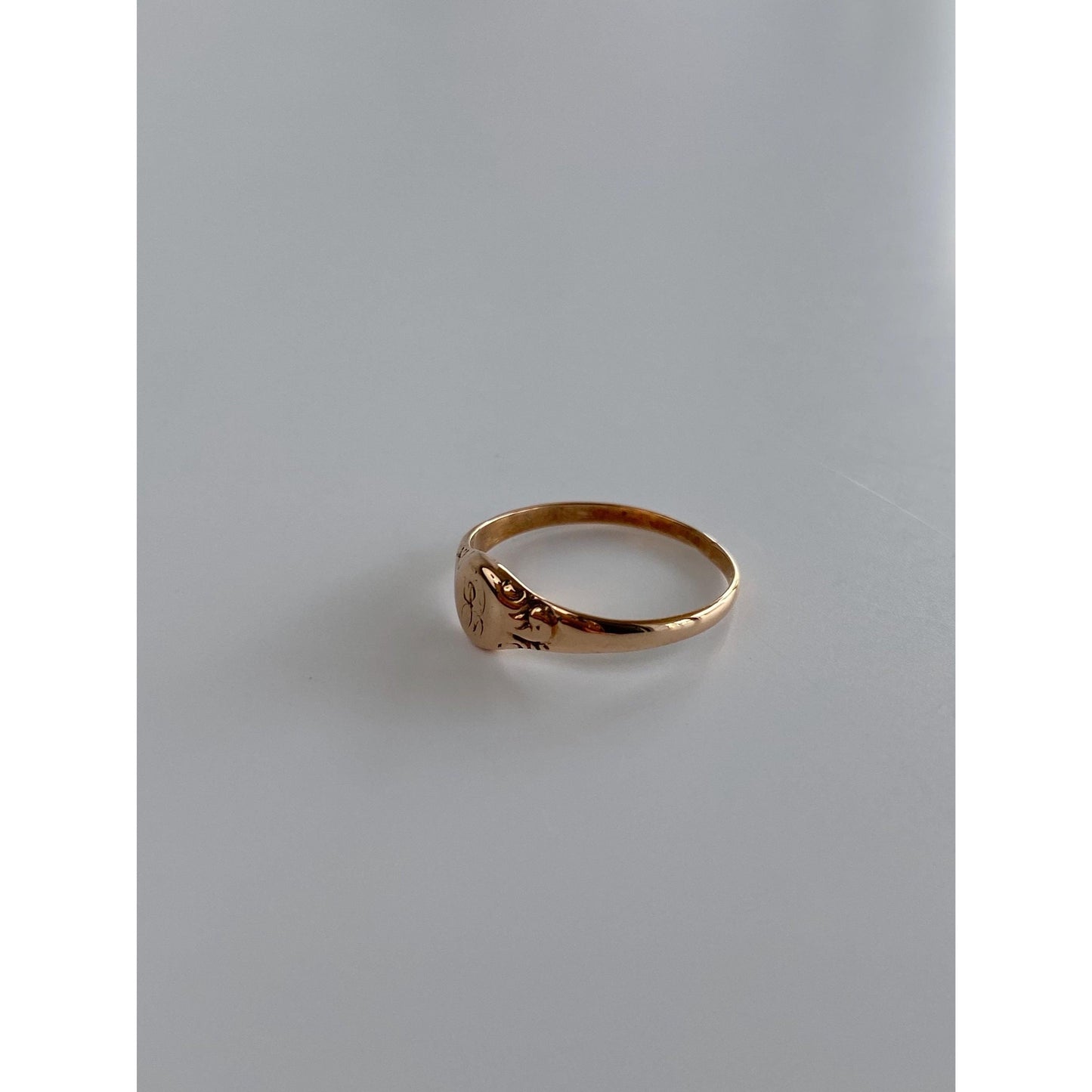 Vintage Solid 10k Rosey Gold Monogram Baby Signet Ring - Size 2.75