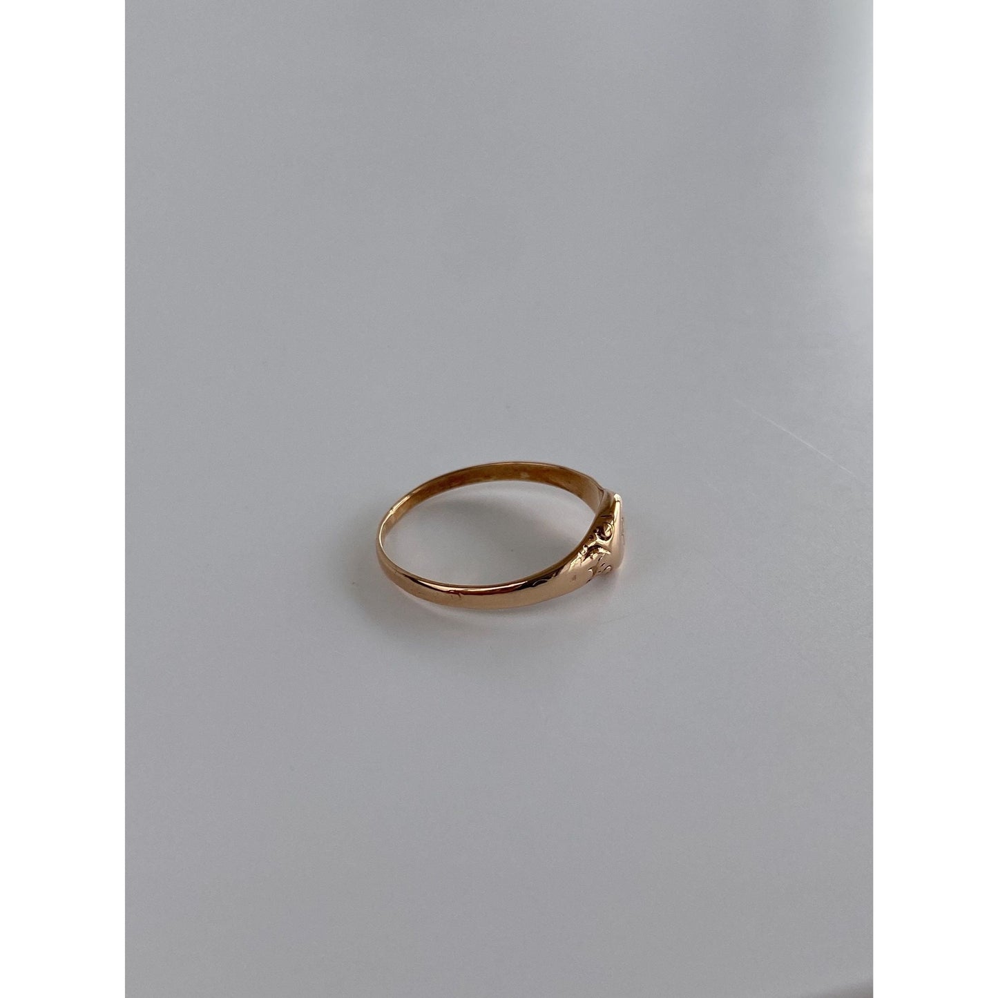 Vintage Solid 10k Rosey Gold Monogram Baby Signet Ring - Size 2.75