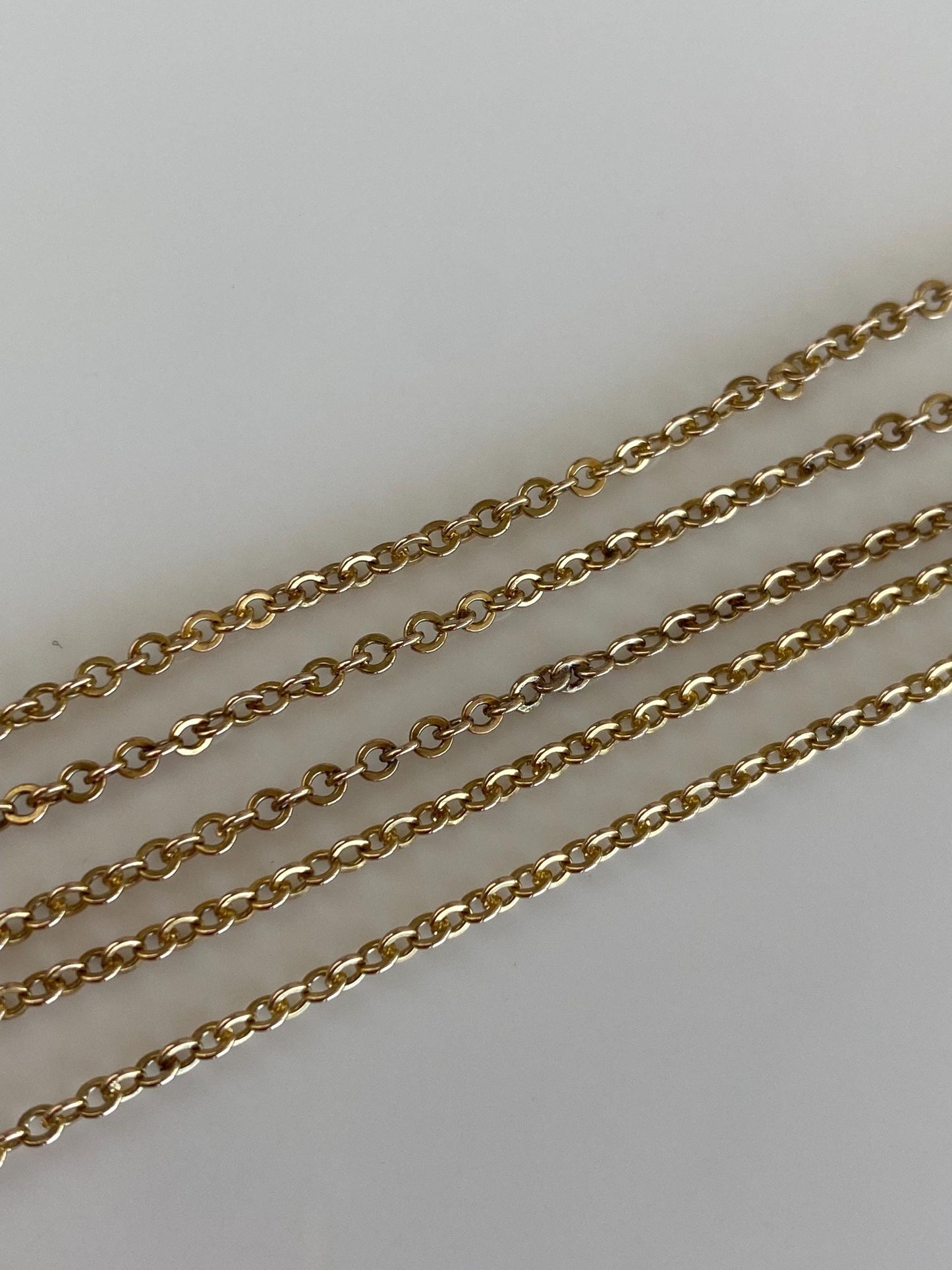 Vintage Solid 10k Yellow Gold Rolo Chain Necklace - 15.5 inches