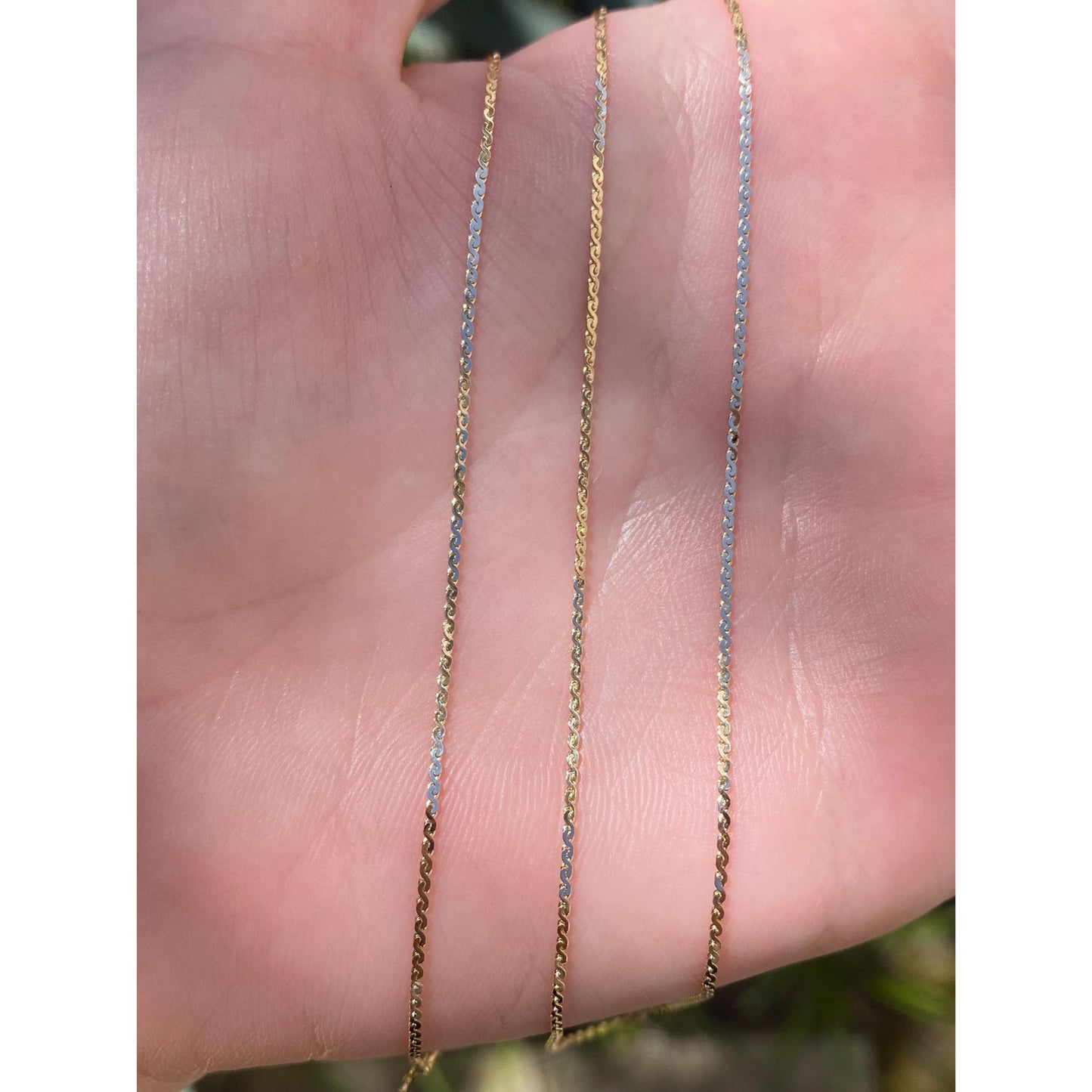 Vintage Solid 14k Yellow Gold Serpentine Chain Necklace - 21 inches