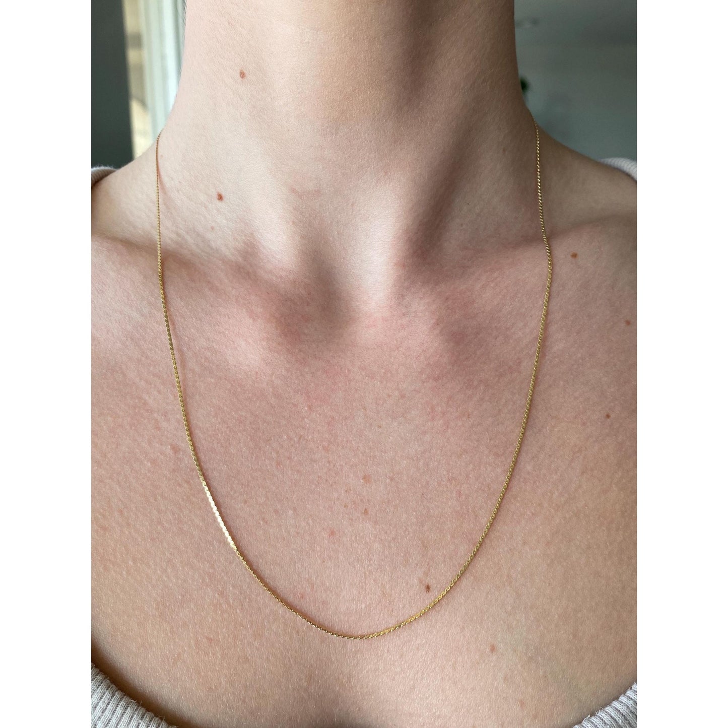 Vintage Solid 14k Yellow Gold Serpentine Chain Necklace - 21 inches