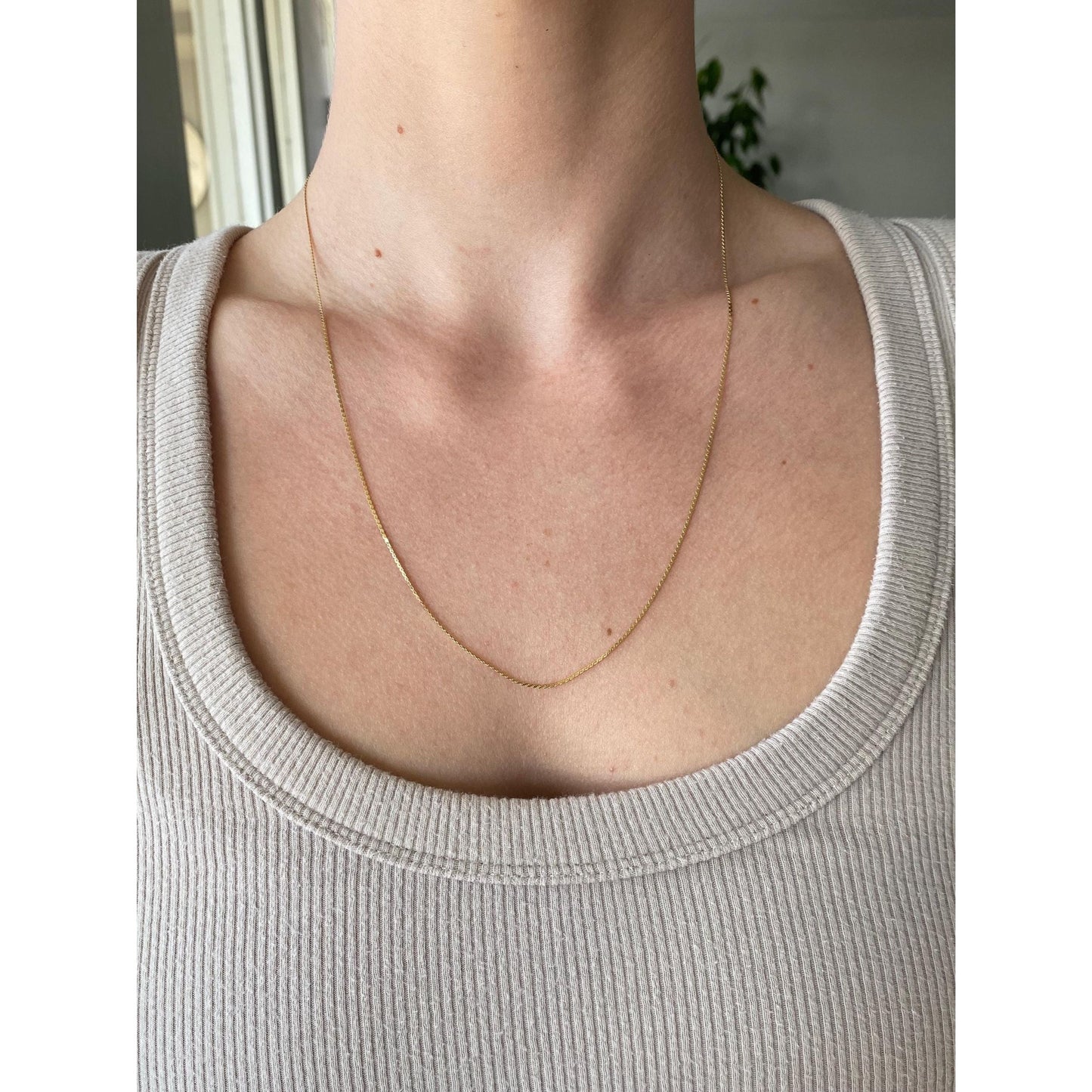 Vintage Solid 14k Yellow Gold Serpentine Chain Necklace - 21 inches