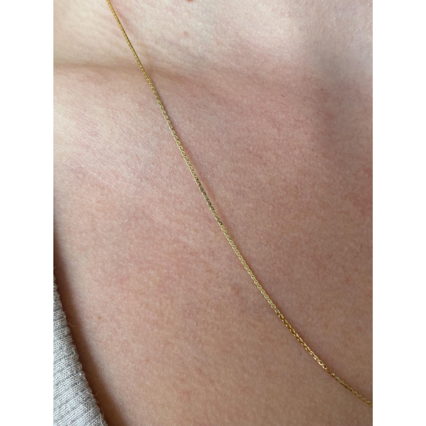 Vintage Solid 14k Yellow Gold Serpentine Chain Necklace - 21 inches