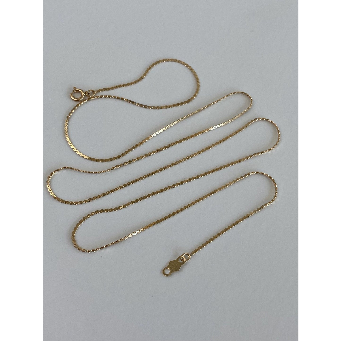 Vintage Solid 14k Yellow Gold Serpentine Chain Necklace - 21 inches