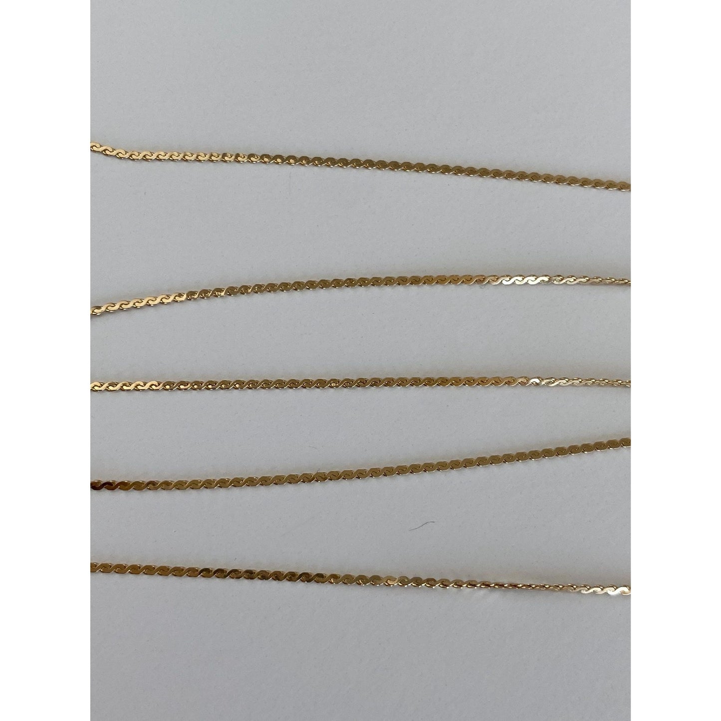Vintage Solid 14k Yellow Gold Serpentine Chain Necklace - 21 inches