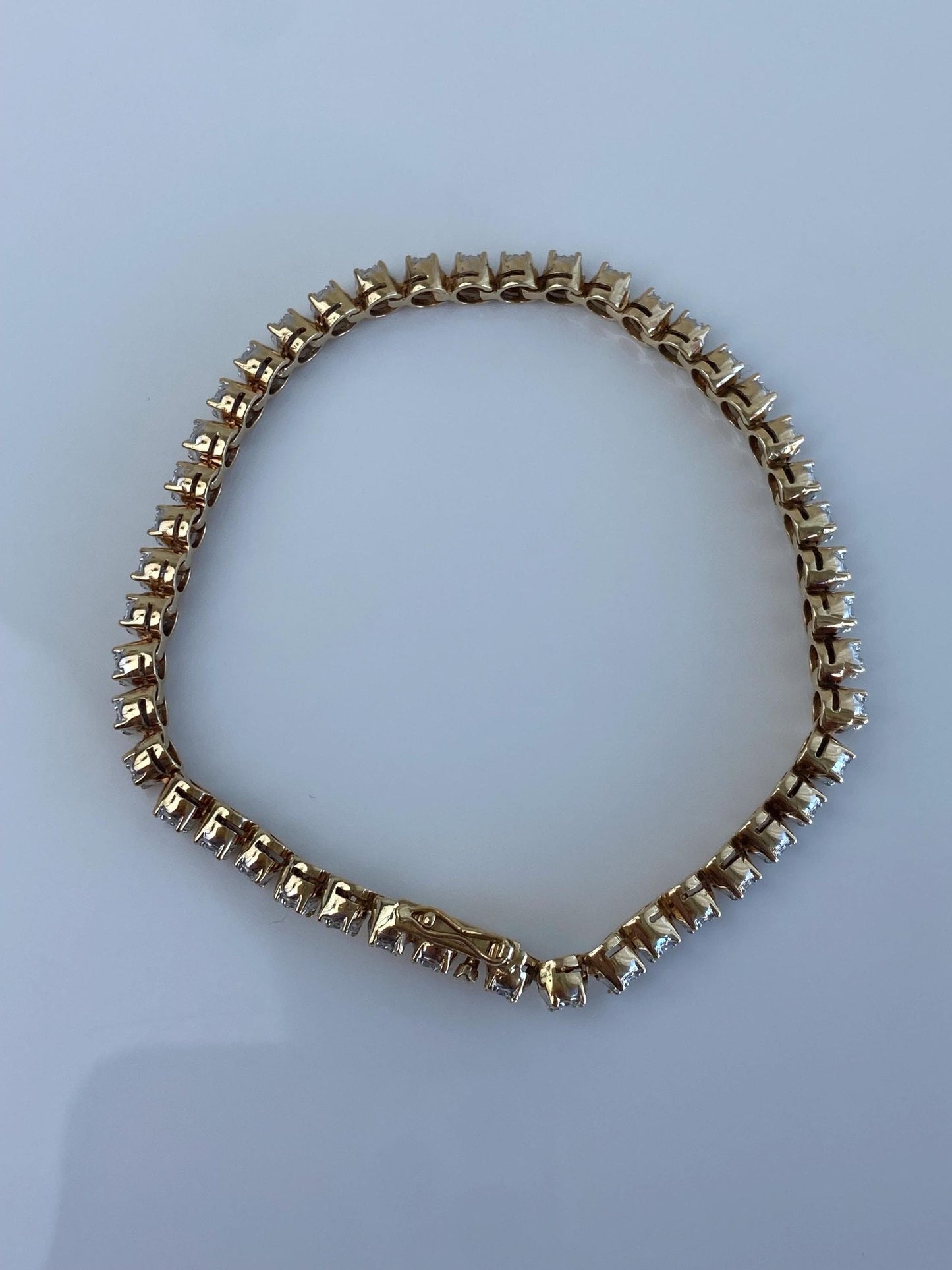 Vintage Solid 14k Yellow Gold Diamond Tennis Bracelet - 7.5 inches