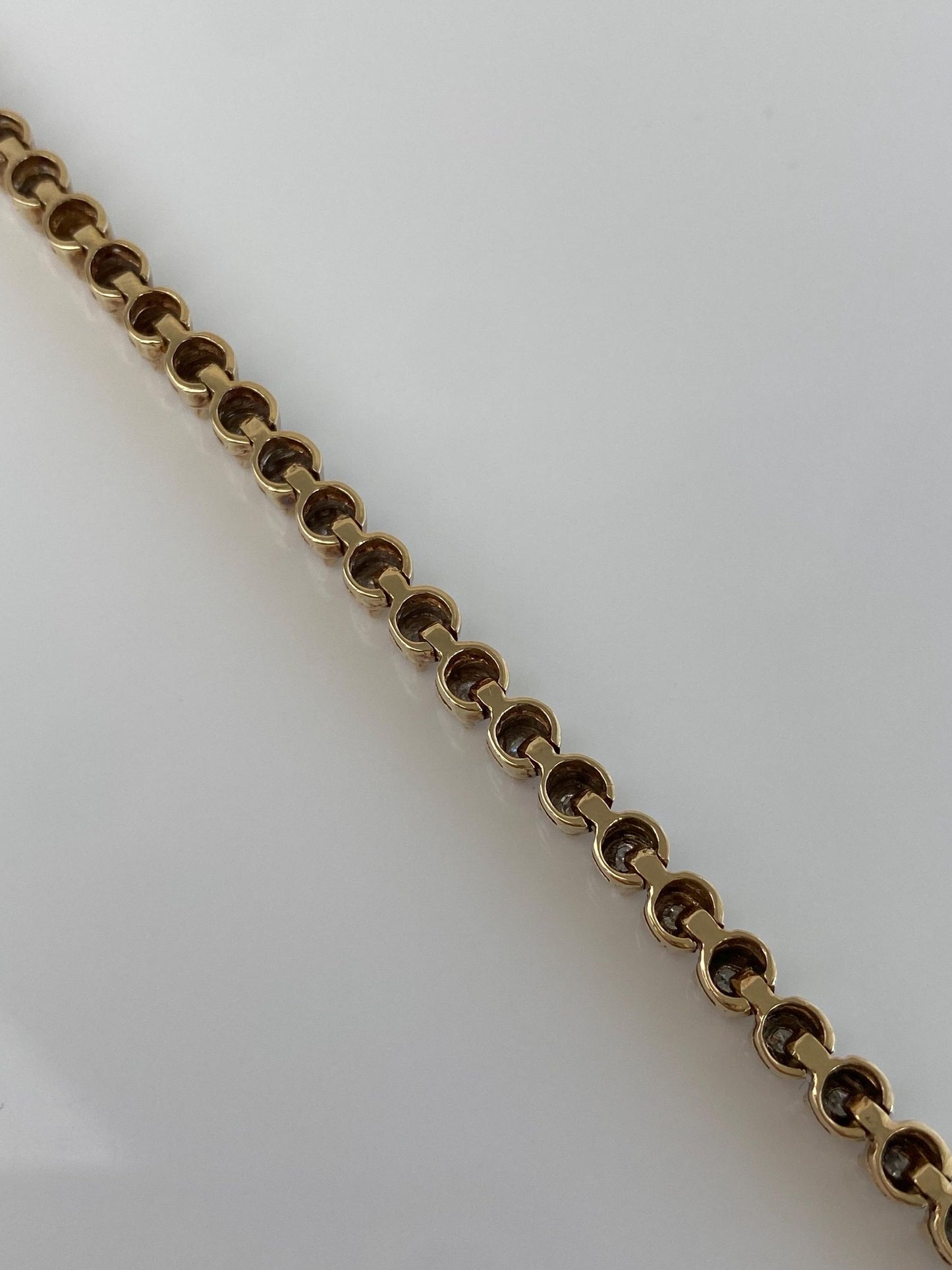 Vintage Solid 14k Yellow Gold Diamond Tennis Bracelet - 7.5 inches