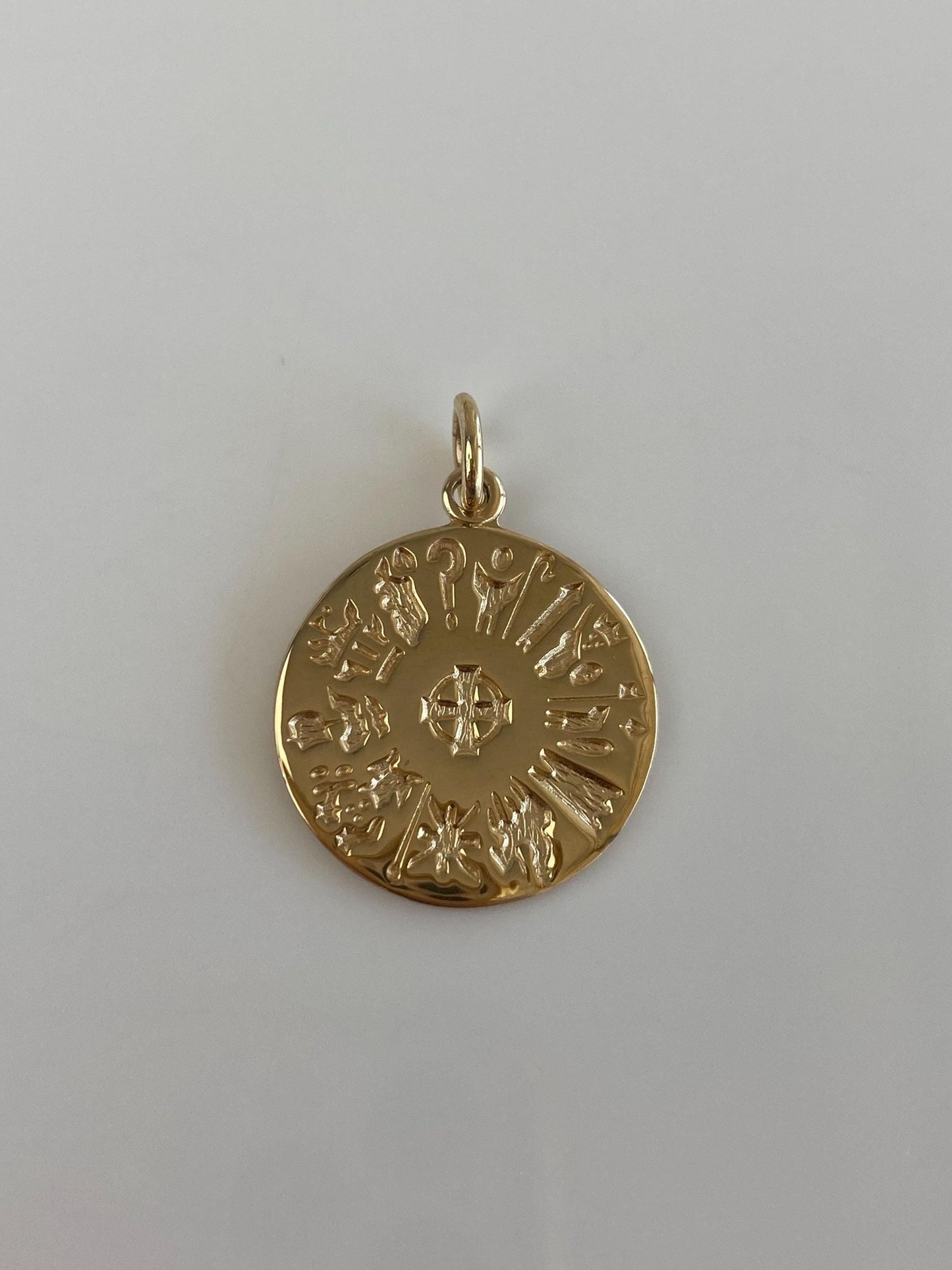 Vintage Solid 14k Yellow Gold Symbols Charm