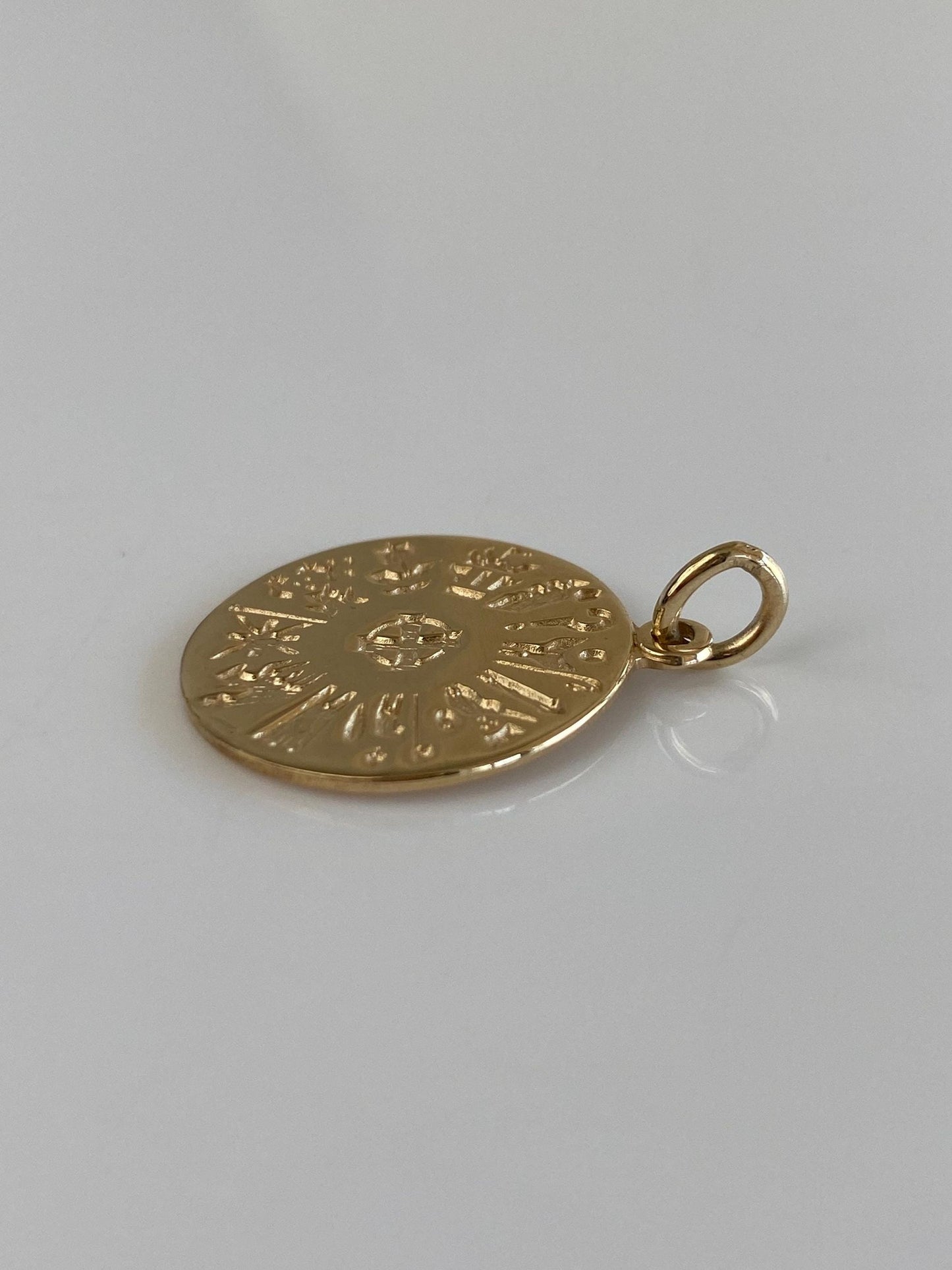Vintage Solid 14k Yellow Gold Symbols Charm