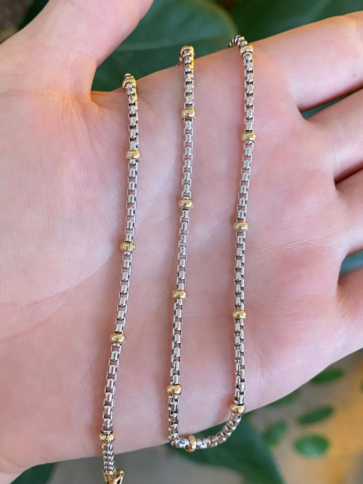 Vintage Solid 14k Yellow Gold Balls Rounded Box Chain Necklace - 15.75 inches