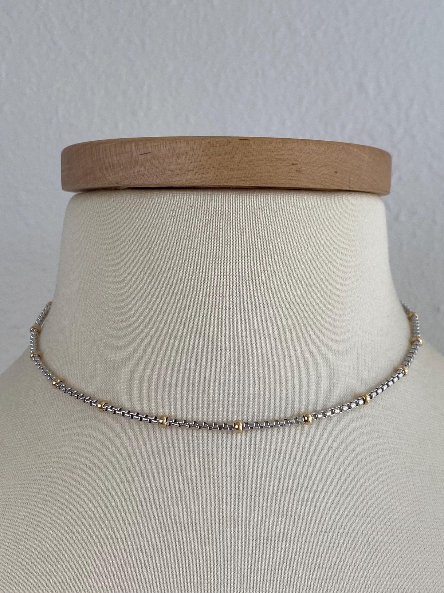 Vintage Solid 14k Yellow Gold Balls Rounded Box Chain Necklace - 15.75 inches