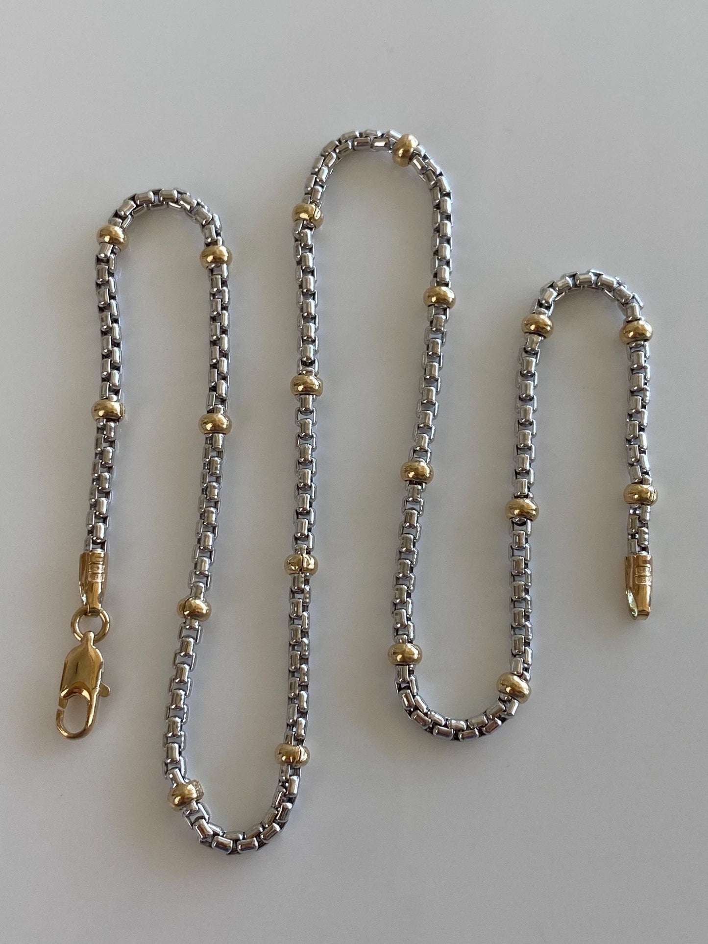 Vintage Solid 14k Yellow Gold Balls Rounded Box Chain Necklace - 15.75 inches