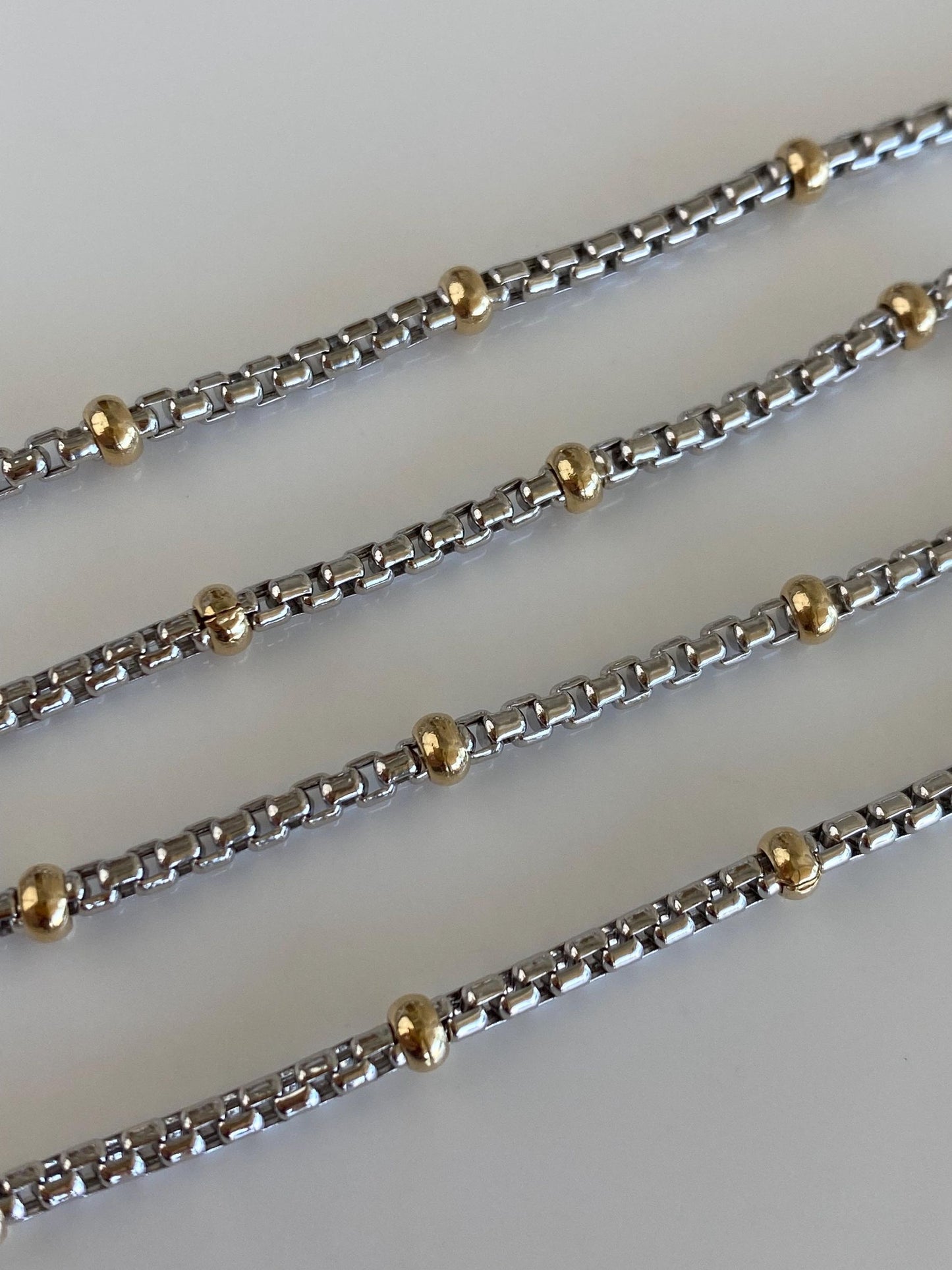 Vintage Solid 14k Yellow Gold Balls Rounded Box Chain Necklace - 15.75 inches