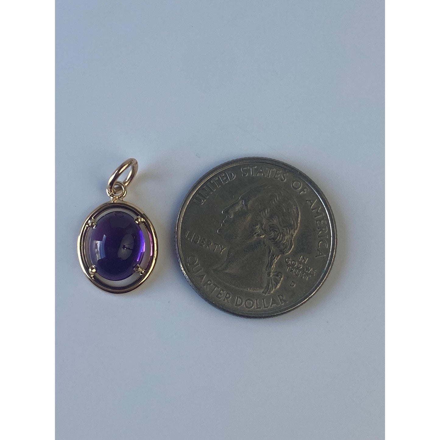 Vintage Solid 14k Yellow Gold Amethyst Cabochon Charm