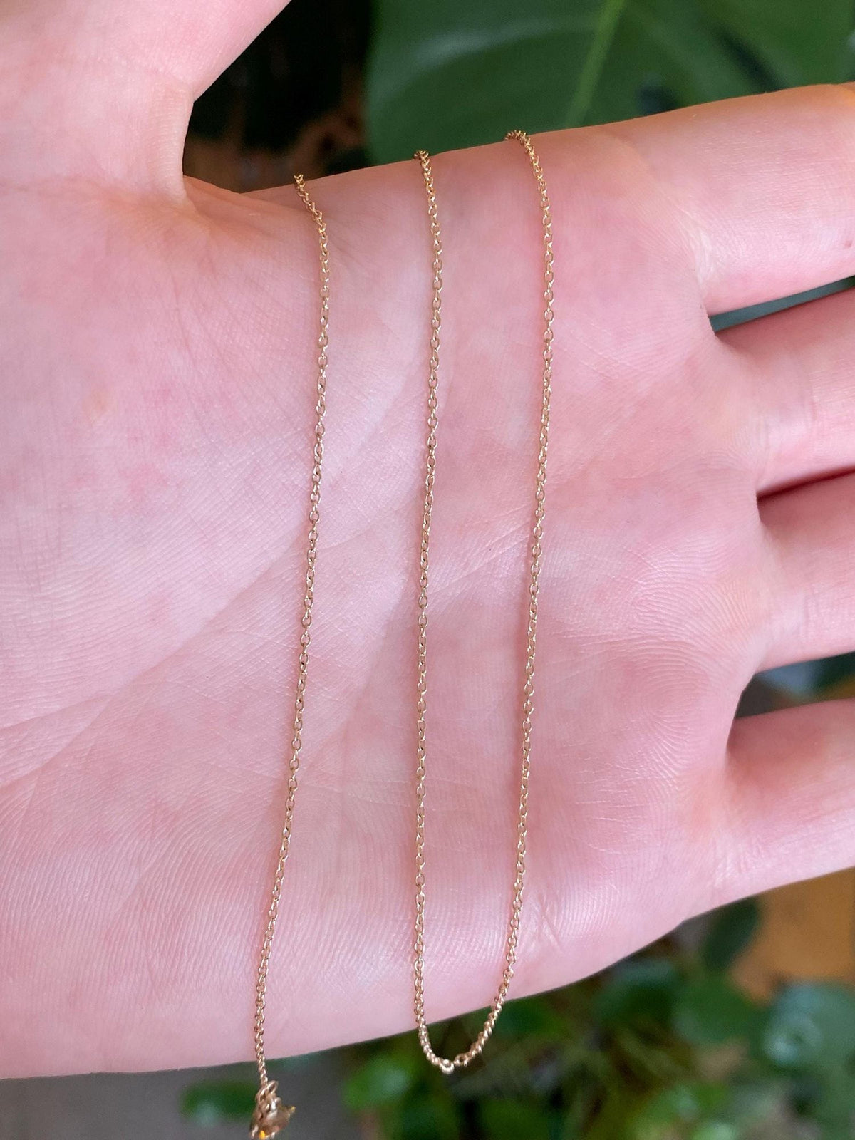 Vintage Solid 14k Yellow Gold Dainty Rolo Chain Necklace - 16 inches