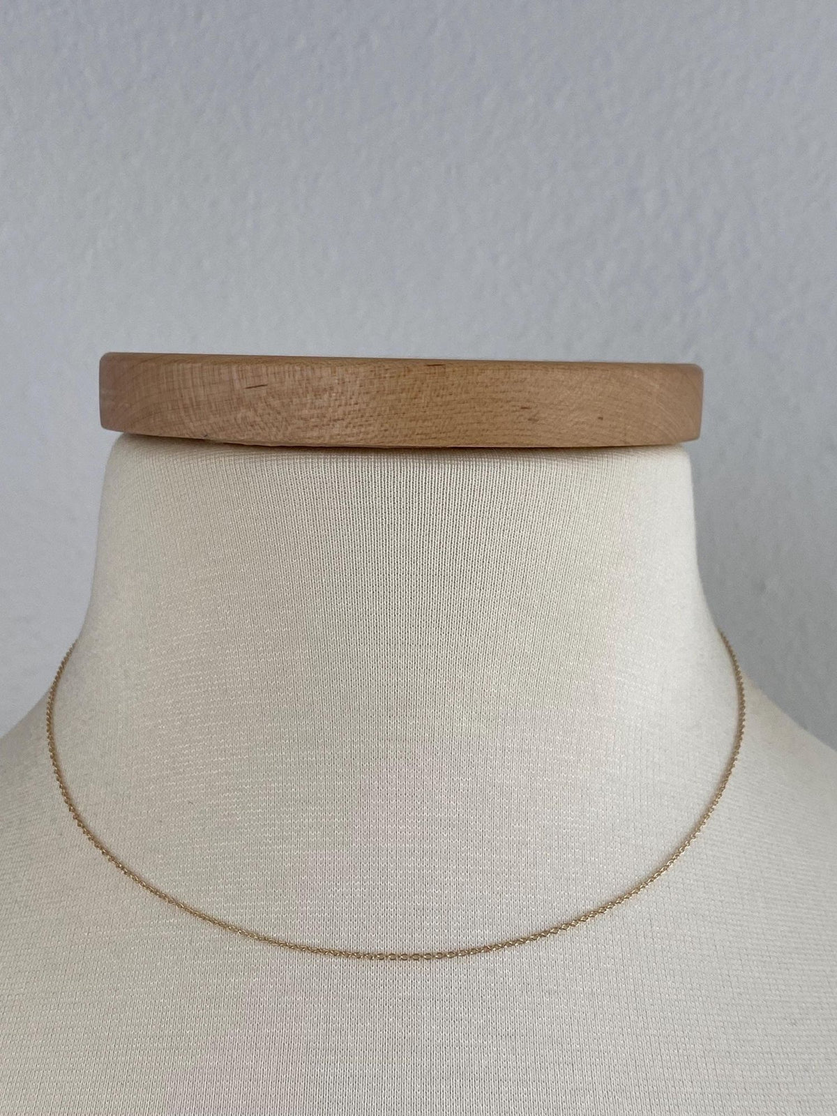 Vintage Solid 14k Yellow Gold Dainty Rolo Chain Necklace - 16 inches