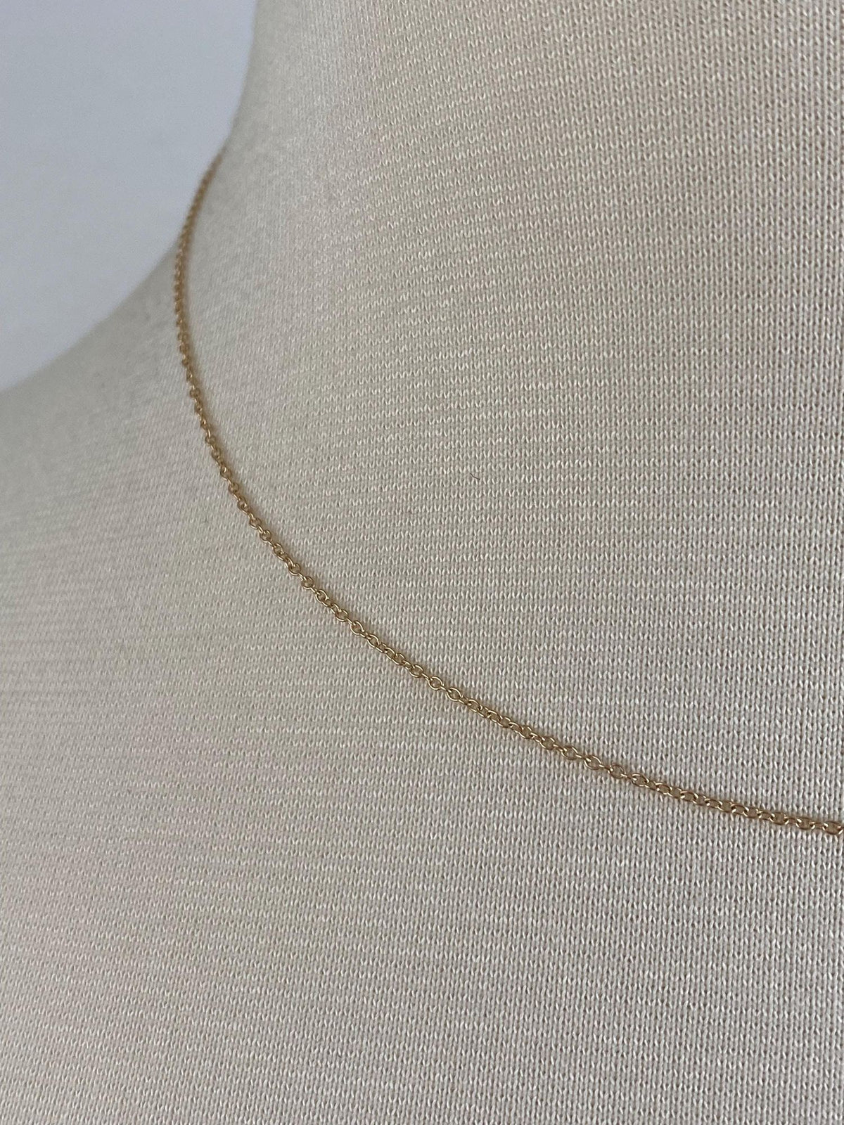 Vintage Solid 14k Yellow Gold Dainty Rolo Chain Necklace - 16 inches