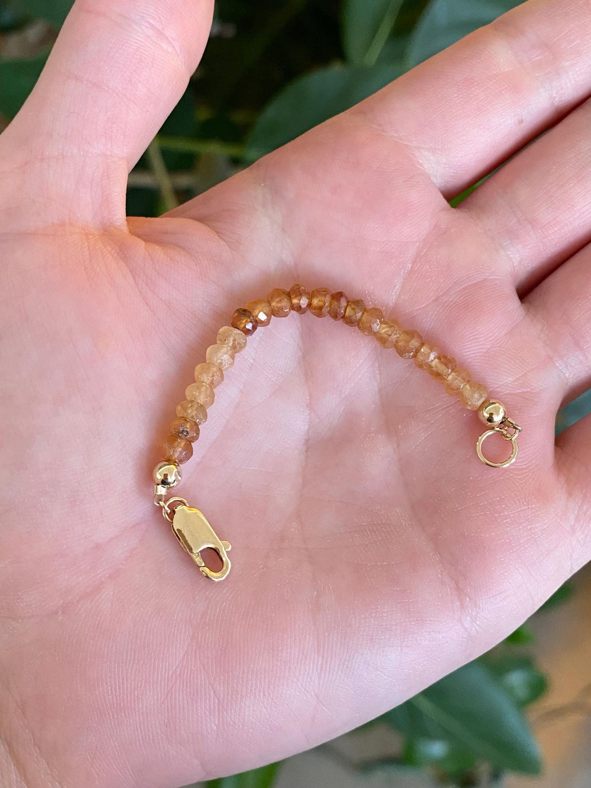 Vintage Solid 14k Yellow Gold Citrine Beads Extender - 3.5 inches