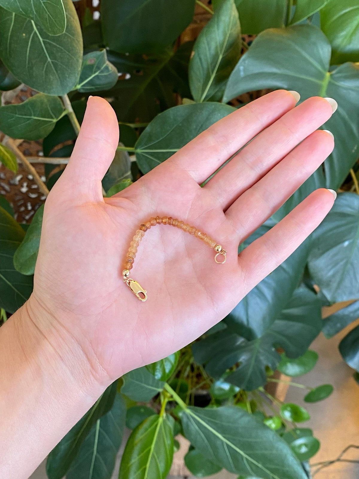 Vintage Solid 14k Yellow Gold Citrine Beads Extender - 3.5 inches