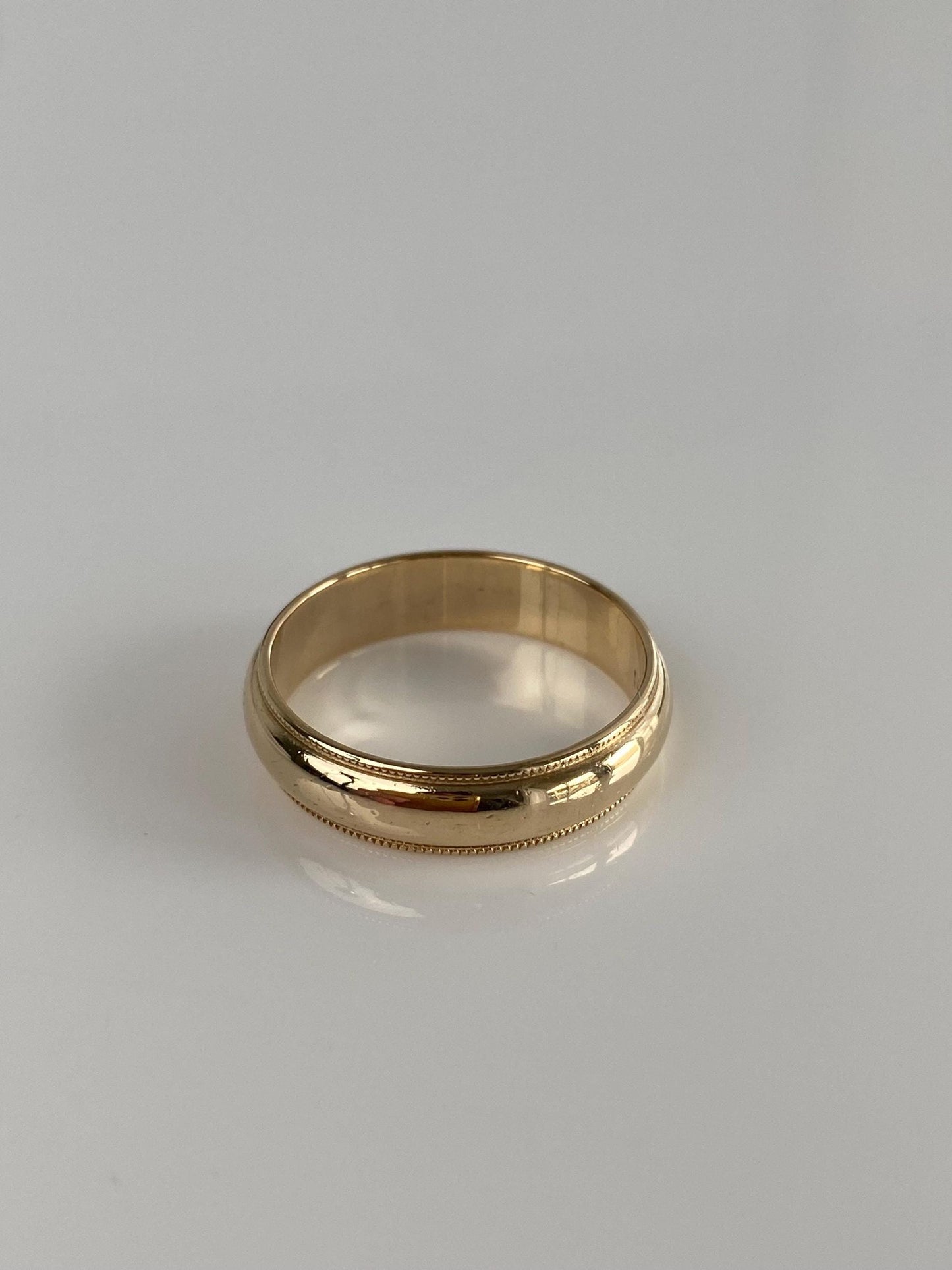 Vintage Solid 14k Yellow Gold Miligrain Ring Band - Size 8