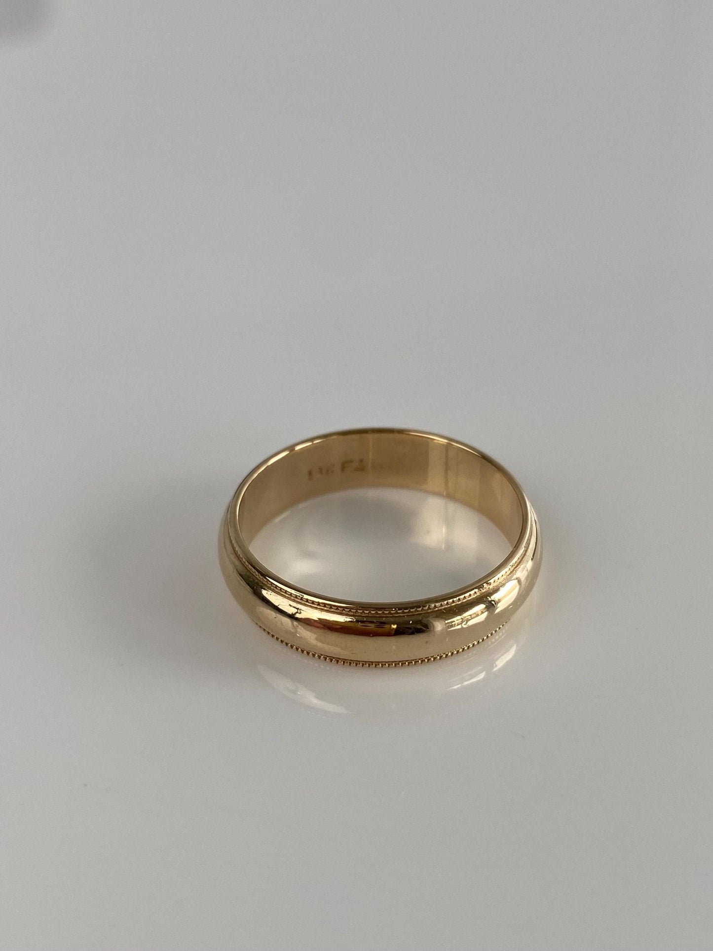 Vintage Solid 14k Yellow Gold Miligrain Ring Band - Size 8