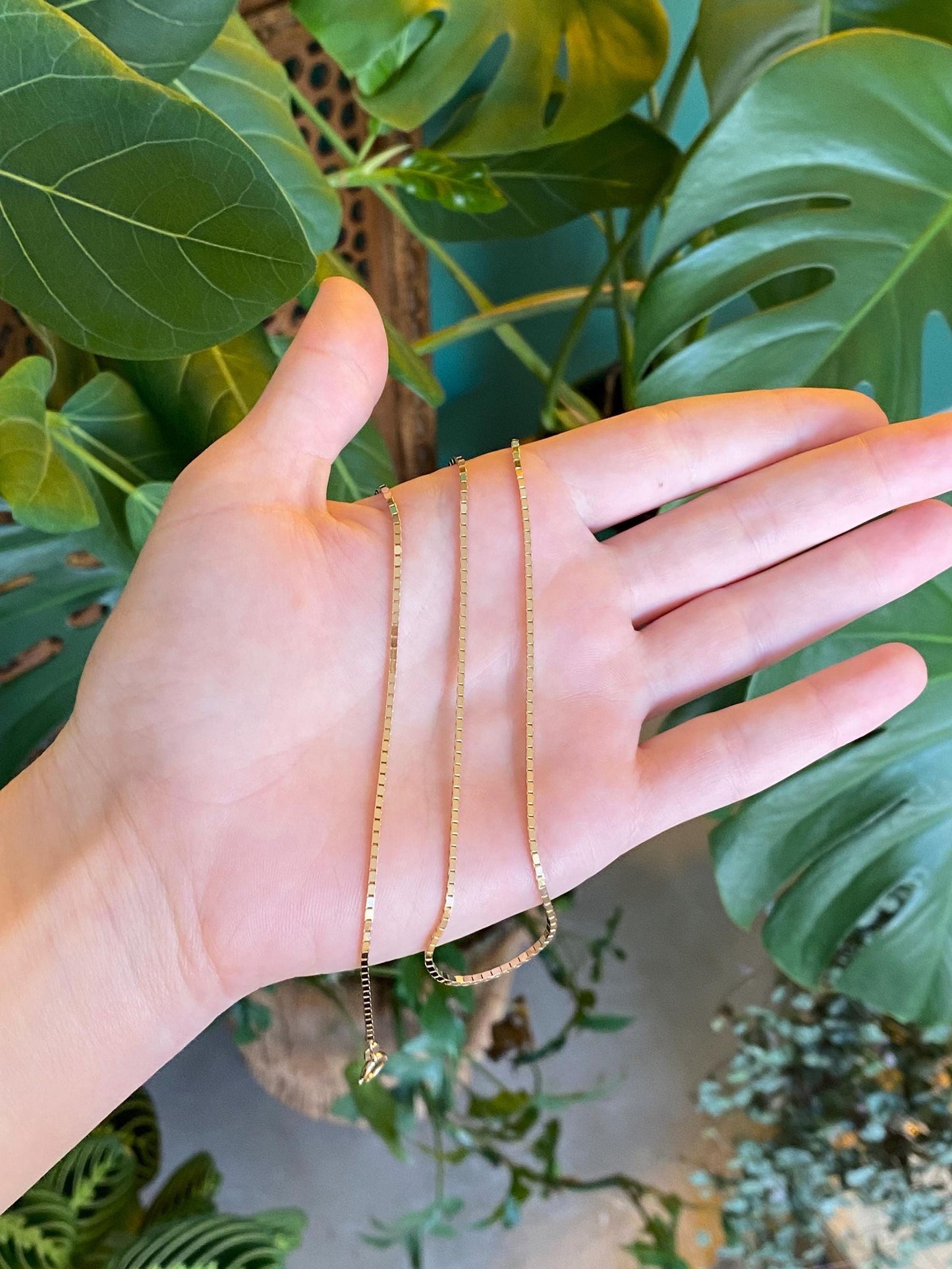 Vintage Solid 14k Yellow Gold Chunky Box Chain Necklace - 20 inches