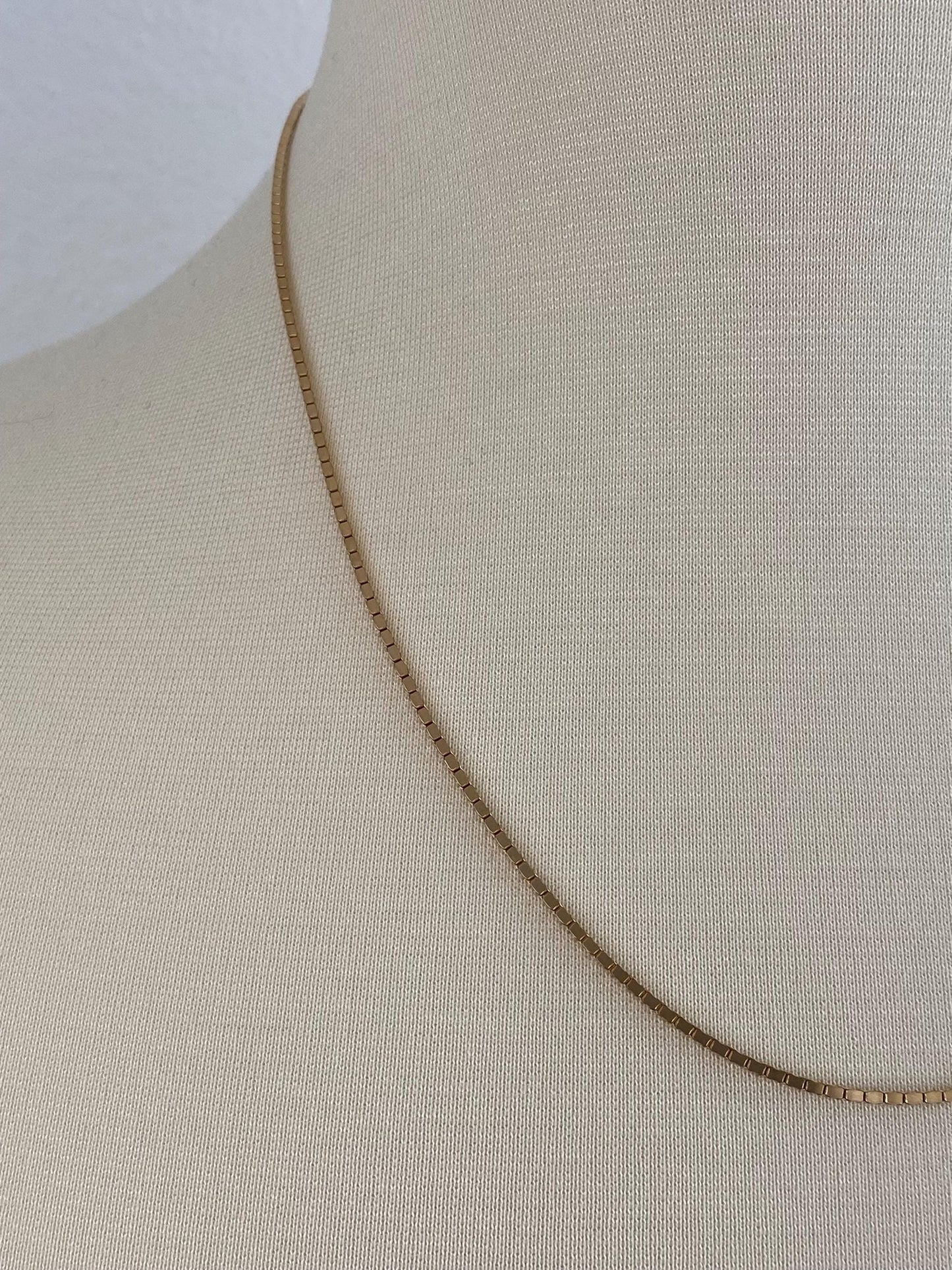 Vintage Solid 14k Yellow Gold Chunky Box Chain Necklace - 20 inches