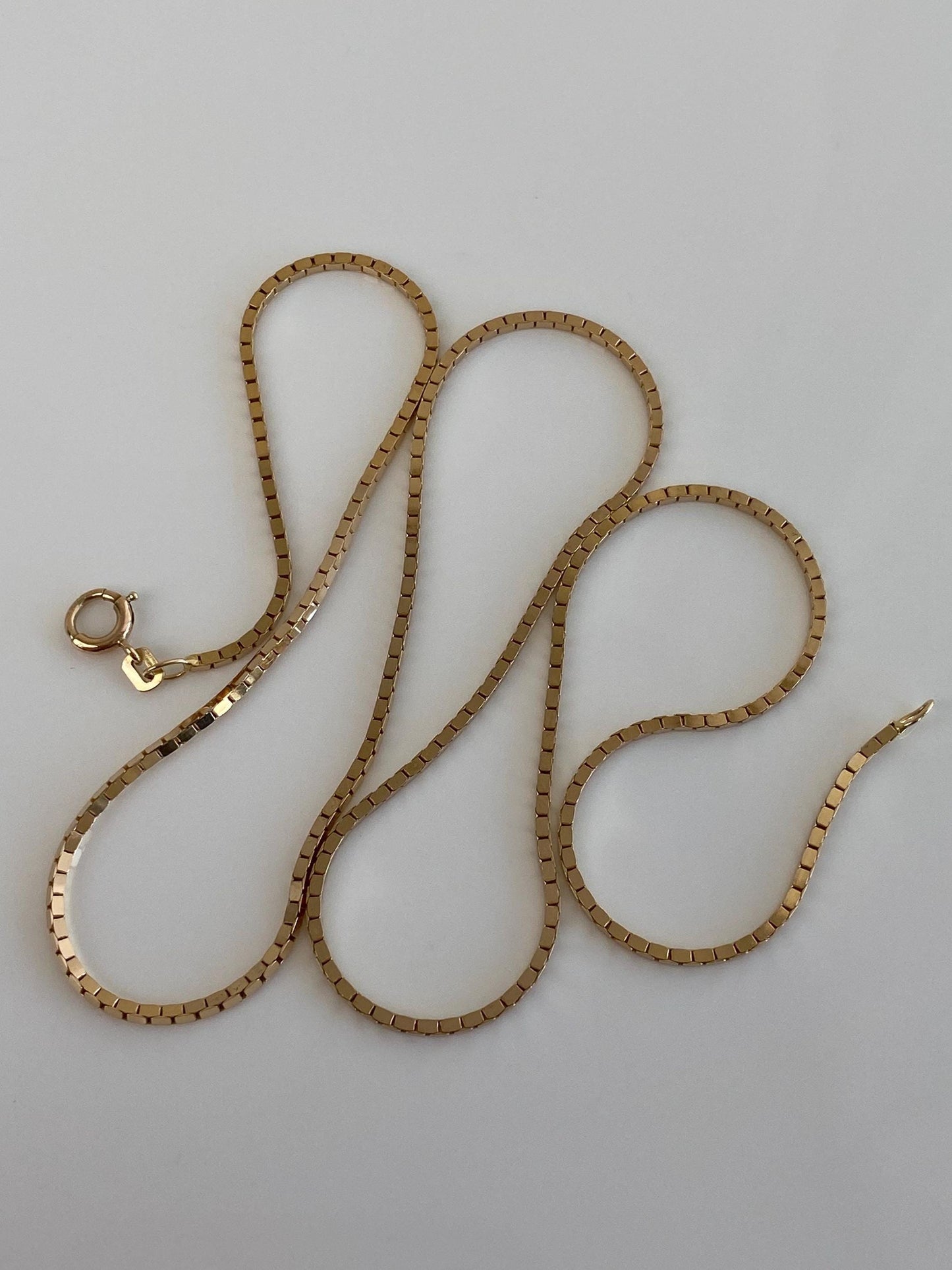 Vintage Solid 14k Yellow Gold Chunky Box Chain Necklace - 20 inches