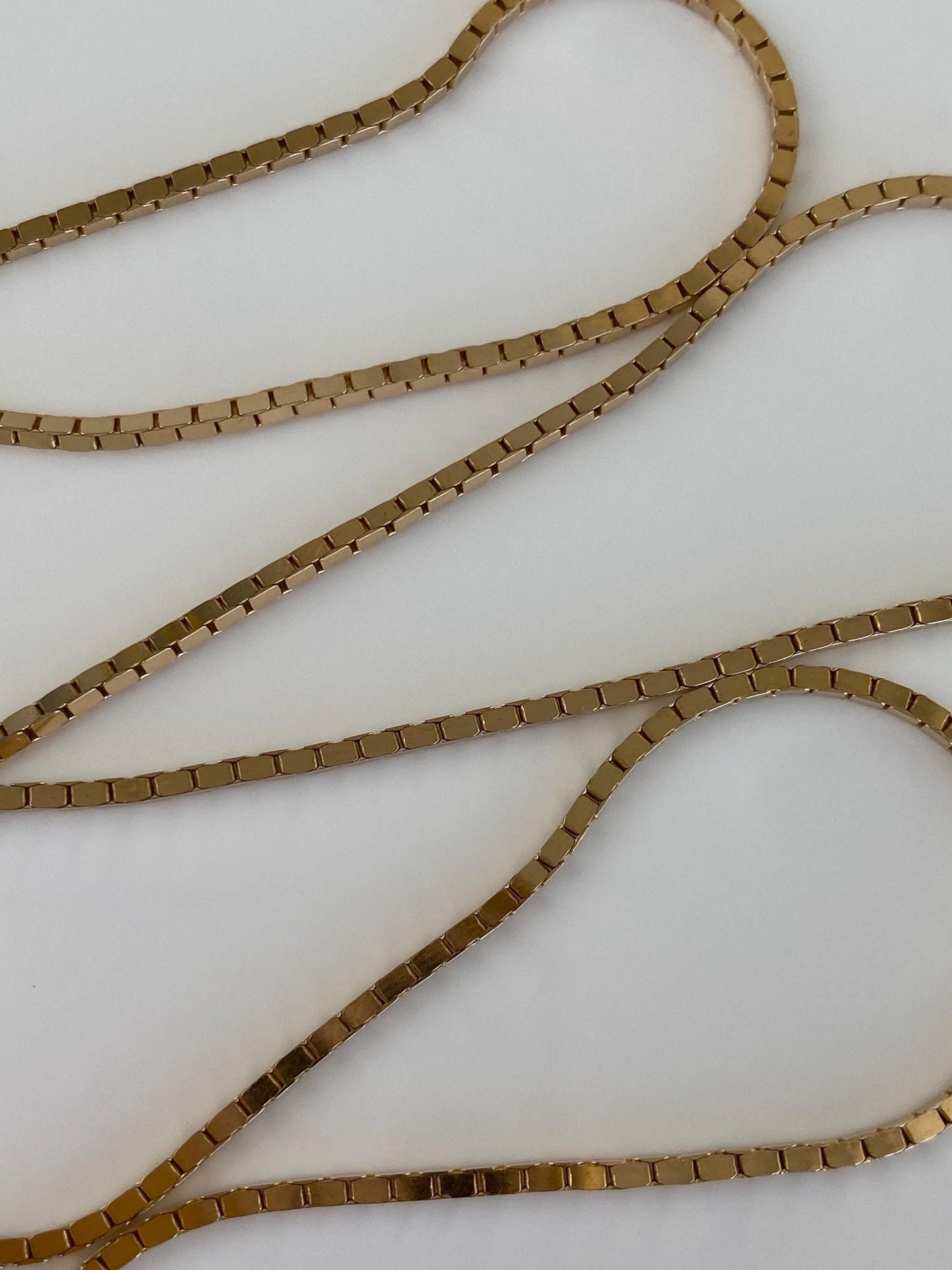 Vintage Solid 14k Yellow Gold Chunky Box Chain Necklace - 20 inches