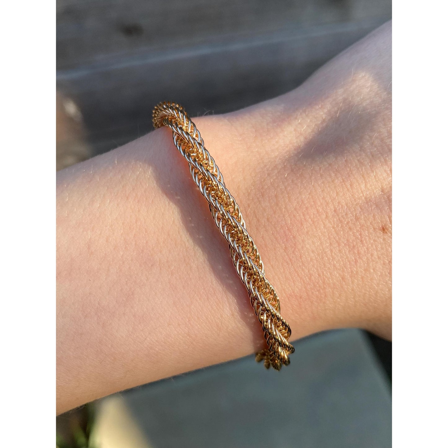 Vintage Solid 14k Yellow Gold Twist Chain Bracelet - 7.5 inches