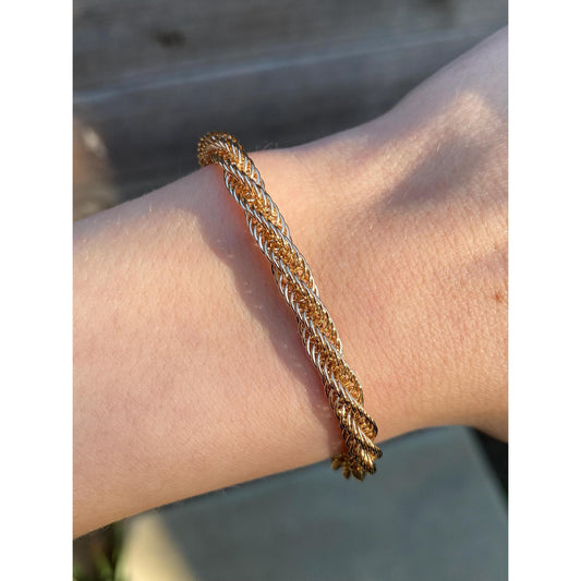 Vintage Solid 14k Yellow Gold Twist Chain Bracelet - 7.5 inches