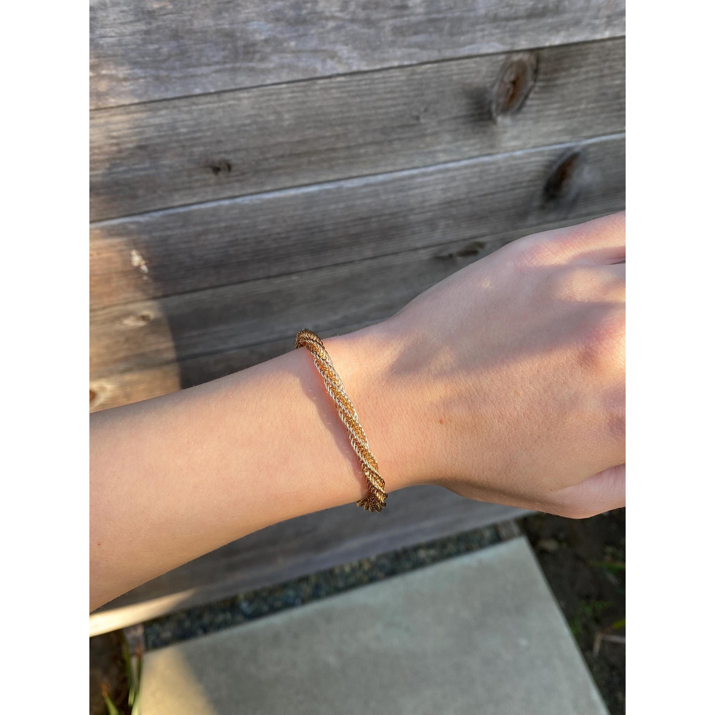 Vintage Solid 14k Yellow Gold Twist Chain Bracelet - 7.5 inches