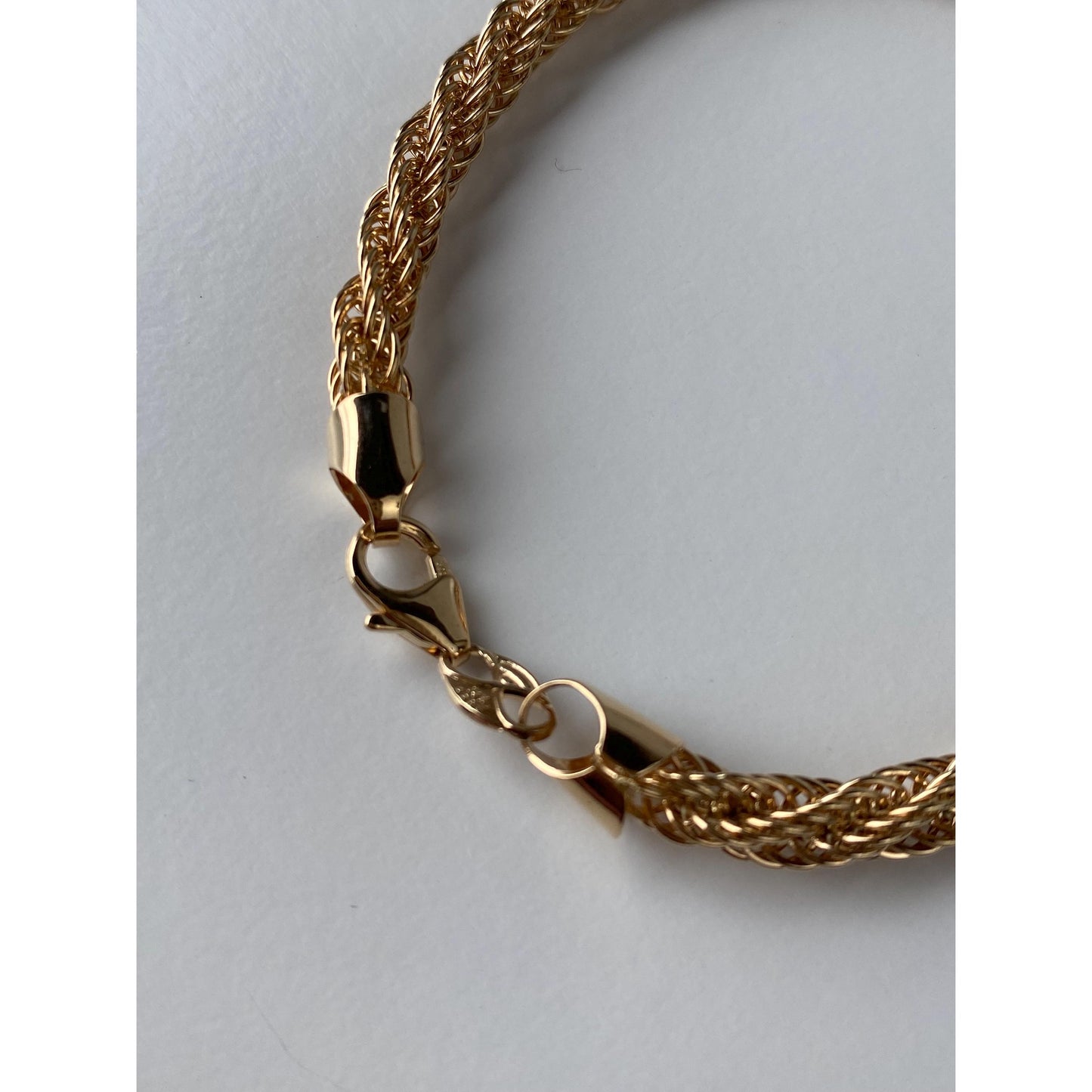 Vintage Solid 14k Yellow Gold Twist Chain Bracelet - 7.5 inches