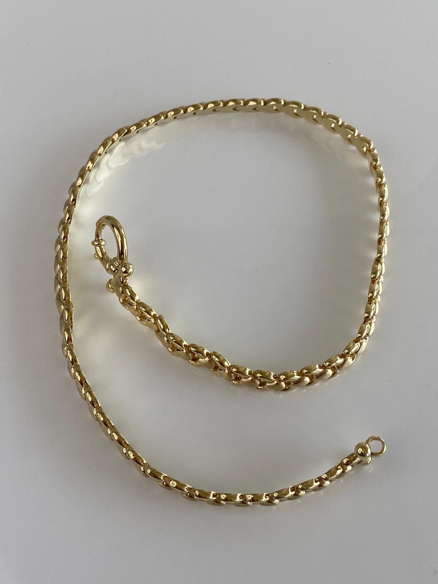 Vintage 14k Yellow Gold Satin Shiny Link Necklace - 16.75 inches