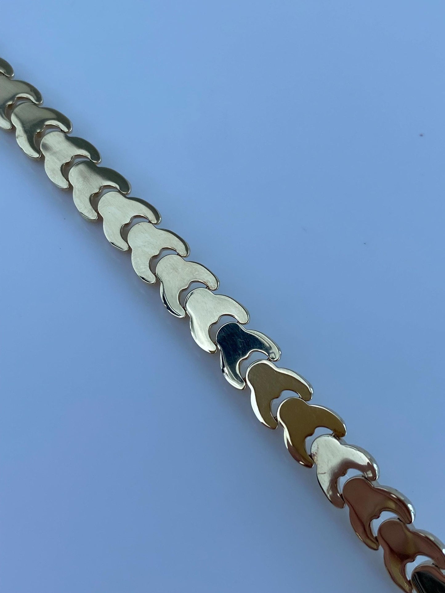 Vintage 14k Yellow Gold Satin Shiny Link Necklace - 16.75 inches