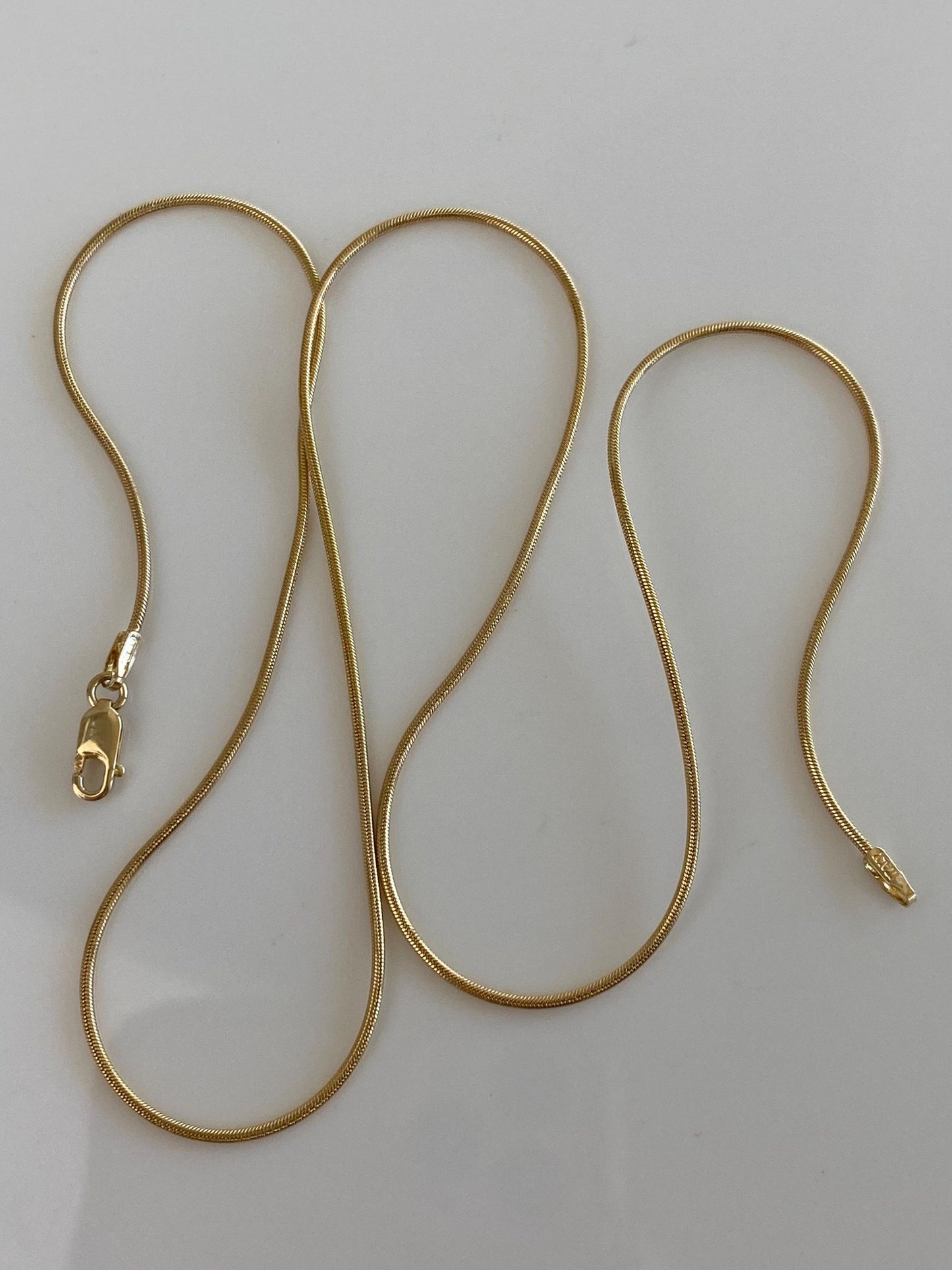 Vintage Solid 14k Yellow Gold Snake Chain Necklace - 18 inches
