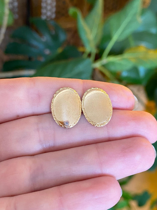 Vintage Solid 10k Yellow Gold Cufflink Stud Earrings