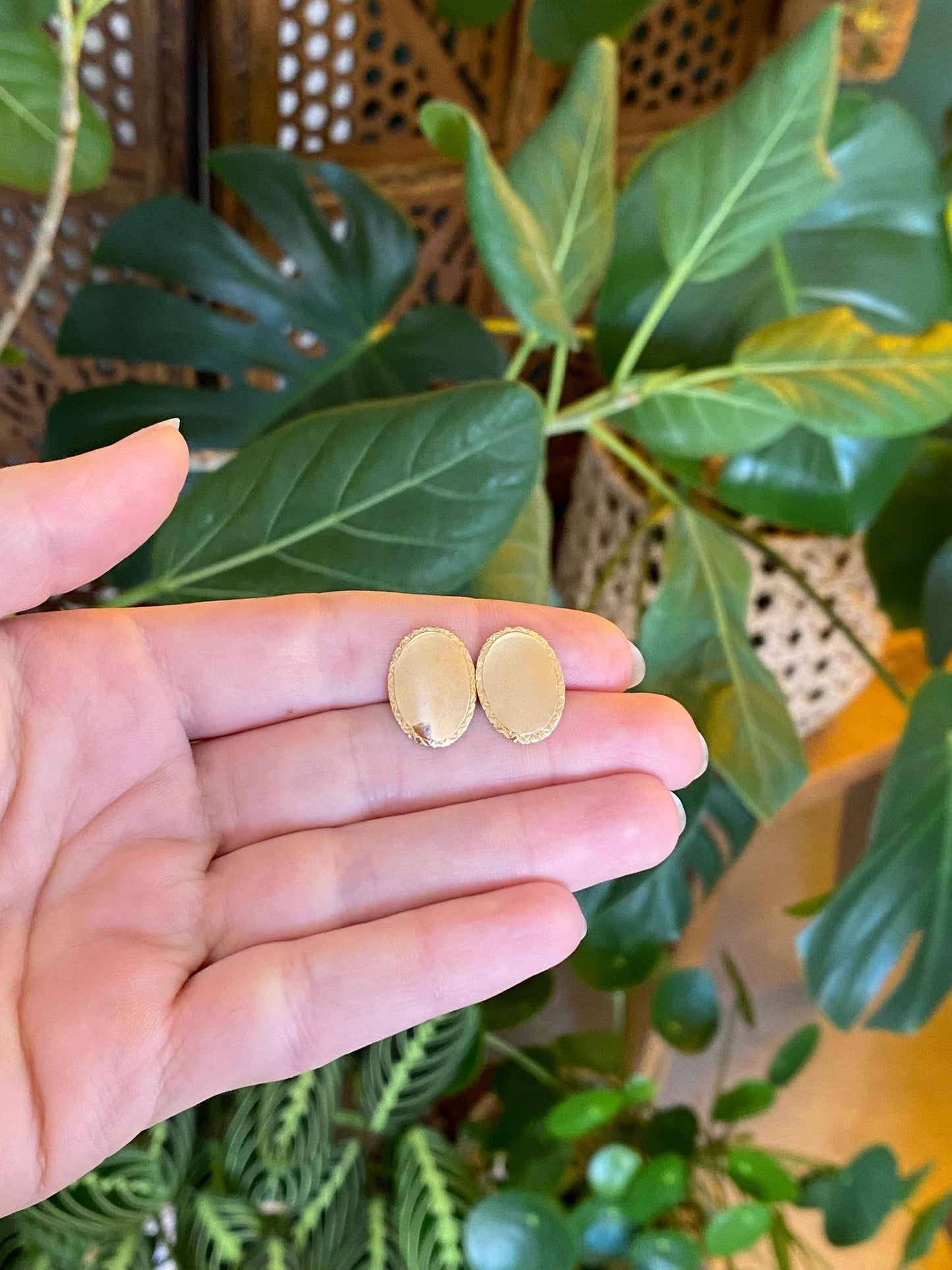 Vintage Solid 10k Yellow Gold Cufflink Stud Earrings