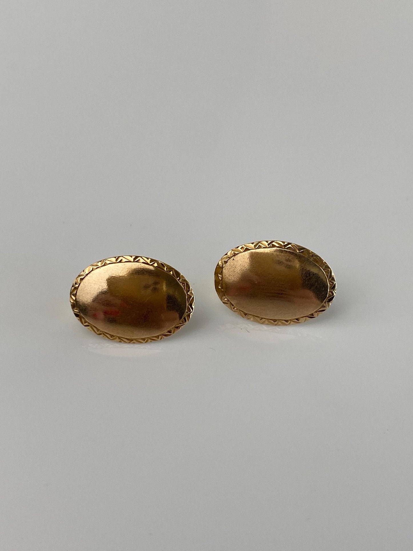 Vintage Solid 10k Yellow Gold Cufflink Stud Earrings